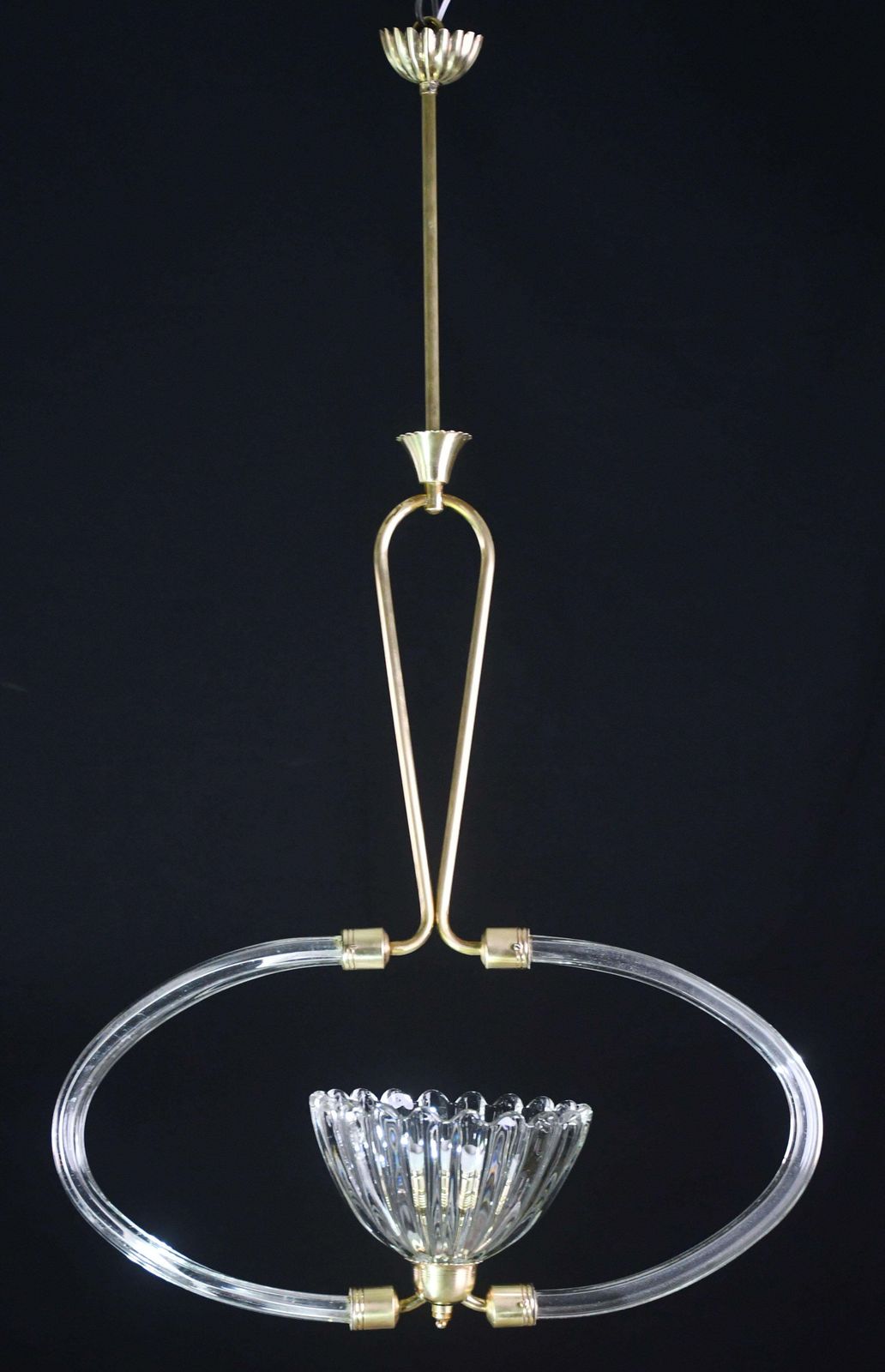 Extraordinary Art Decò Murano Glass And Brass Chandelier By Barovier & Toso 1940 photo for sale