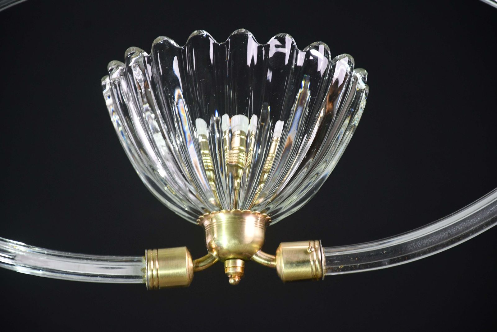 photo for sale Extraordinary Art Decò Murano Glass And Brass Chandelier By Barovier & Toso 1940