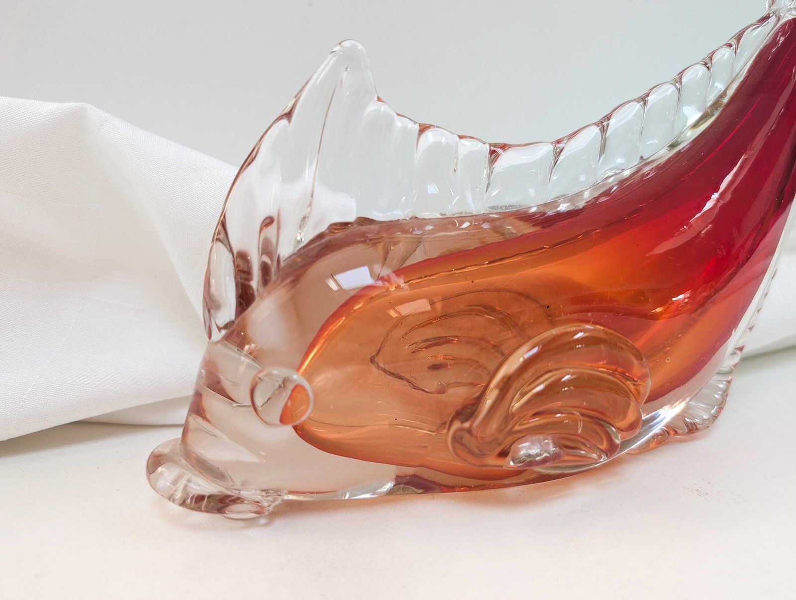 Vintage 1960s Murano Glass Large Red Fish Hand Mouth Blown Glass. Mid Century Modern. photo 75.0