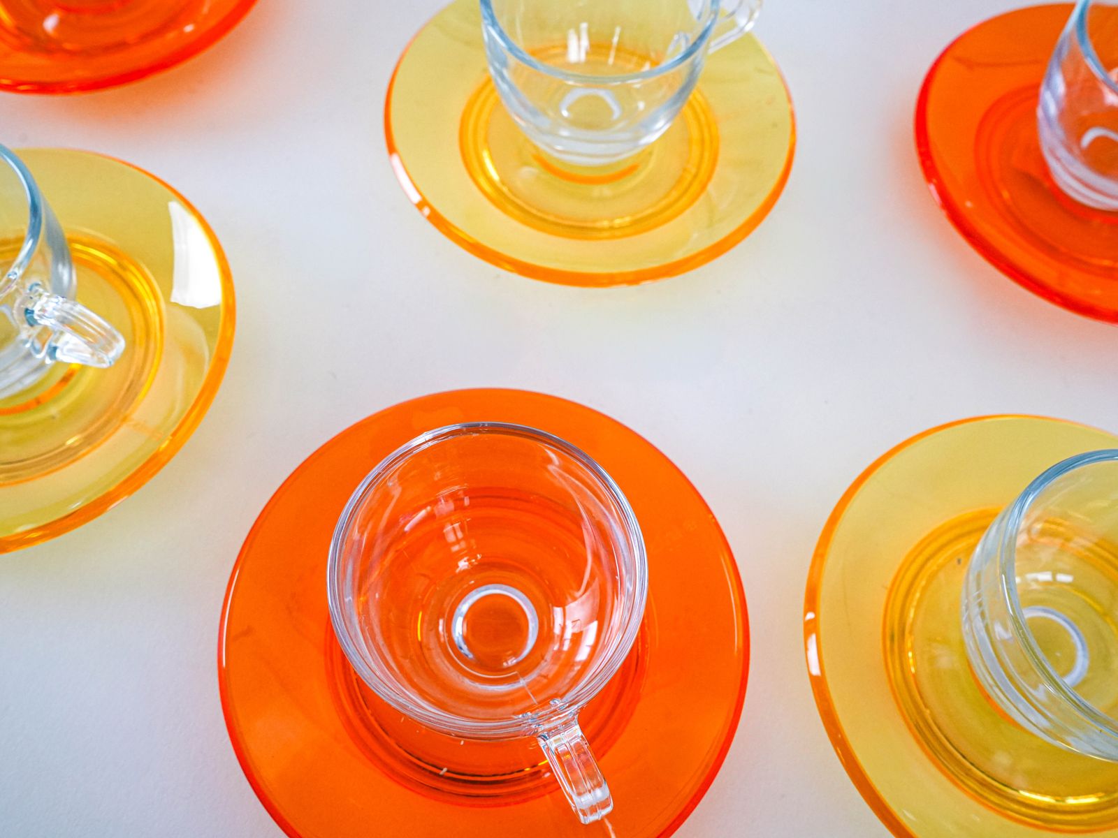 Set Of Glass Cups, Italian Design, 1970s, Manufactured By Fratelli Guzzini photo buy