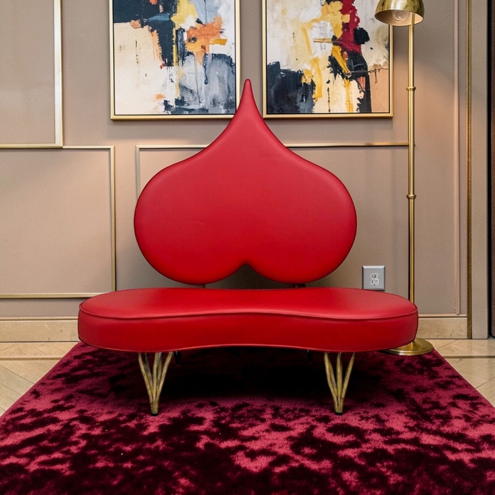 Sofa Italy Red Leather Fiammette Heart Bedroom By Domusnova