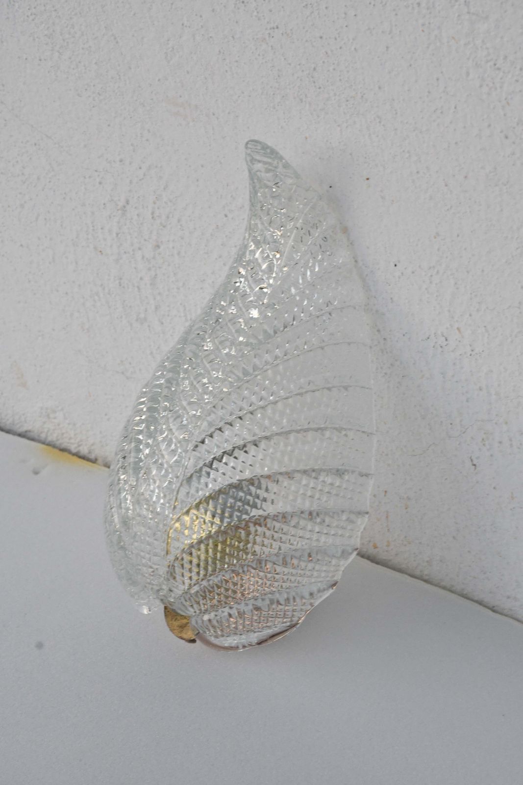 Wall Light Trasparent Jewel Murano Glass Leave By Barovier E Toso, 1950s photo for sale