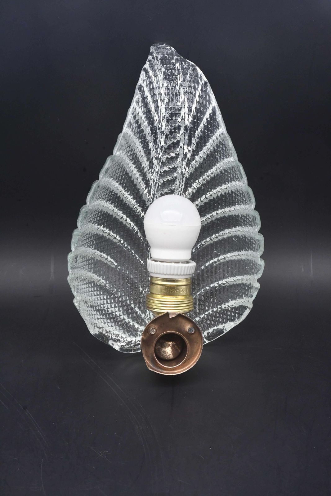 Wall Light Trasparent Jewel Murano Glass Leave By Barovier E Toso, 1950s photo vinterior