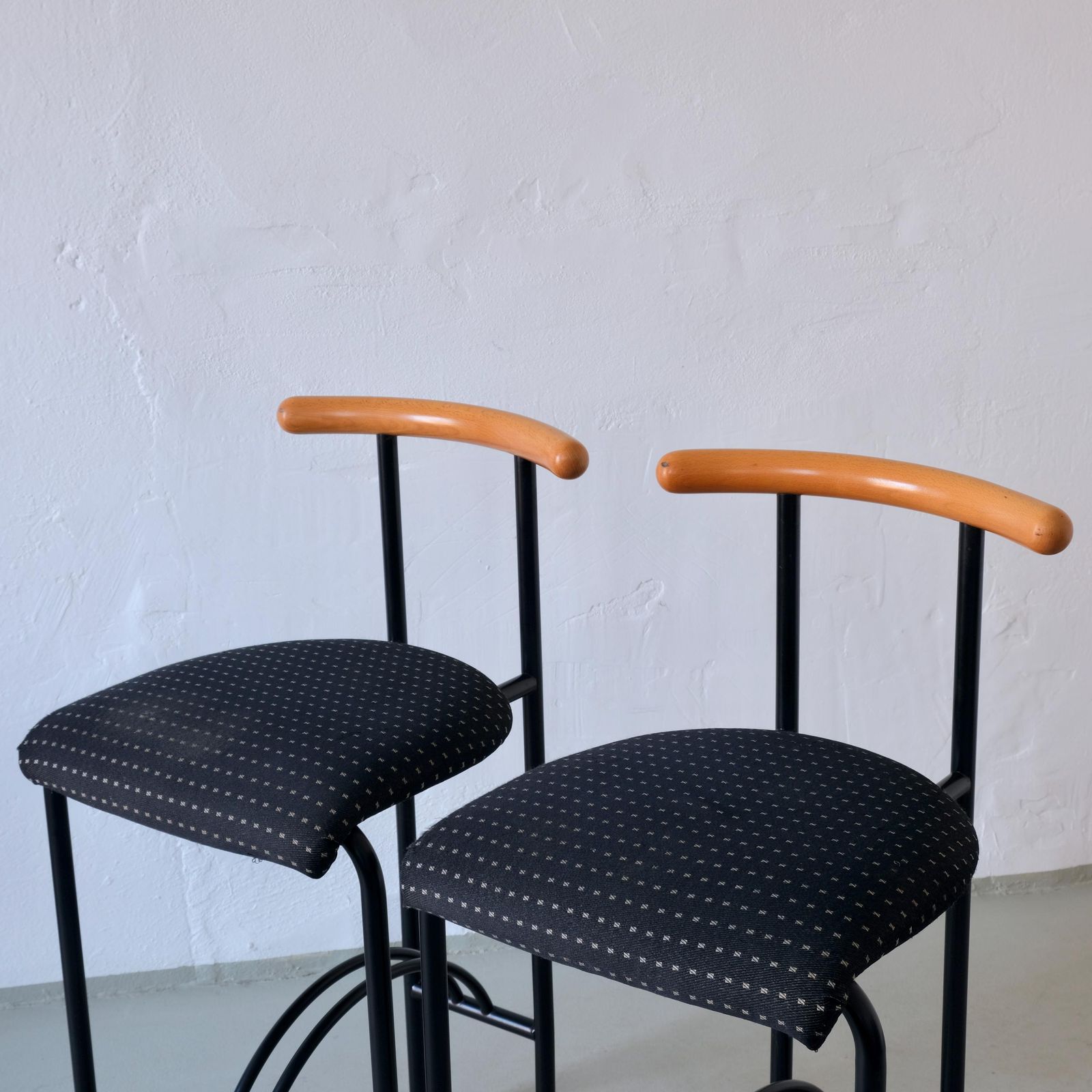 2 Postmodern Tubular Steel Bar Stools | Rodney Kinsman Style | 1980s photo for sale