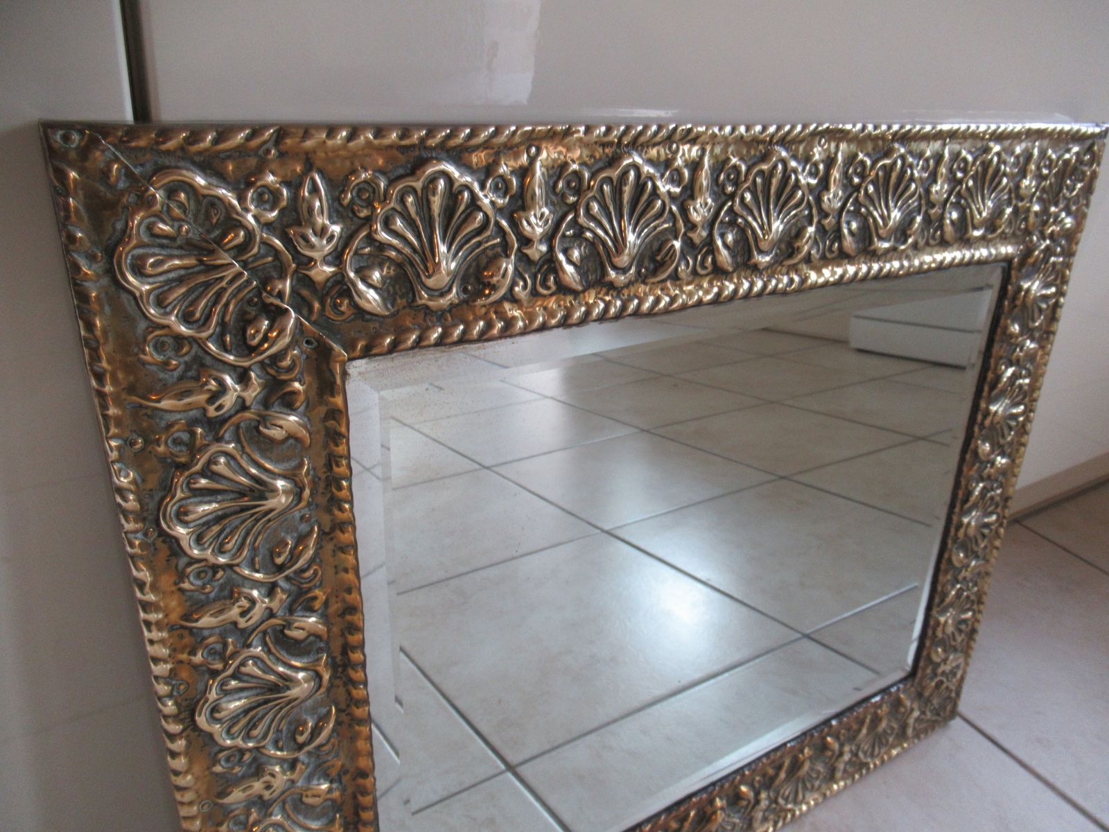 A 1930s Brass Framed  Wall Mirror photo 85.0