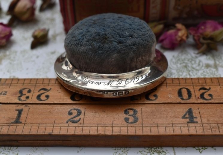 photo furniture Silver Hat Pin Cushion   Gorgeous Rare Hallmarked 1920 Belonging To Aristocracy With Provenance For Ww1