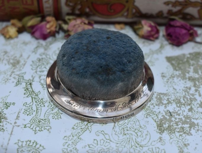 Silver Hat Pin Cushion   Gorgeous Rare Hallmarked 1920 Belonging To Aristocracy With Provenance For Ww1
