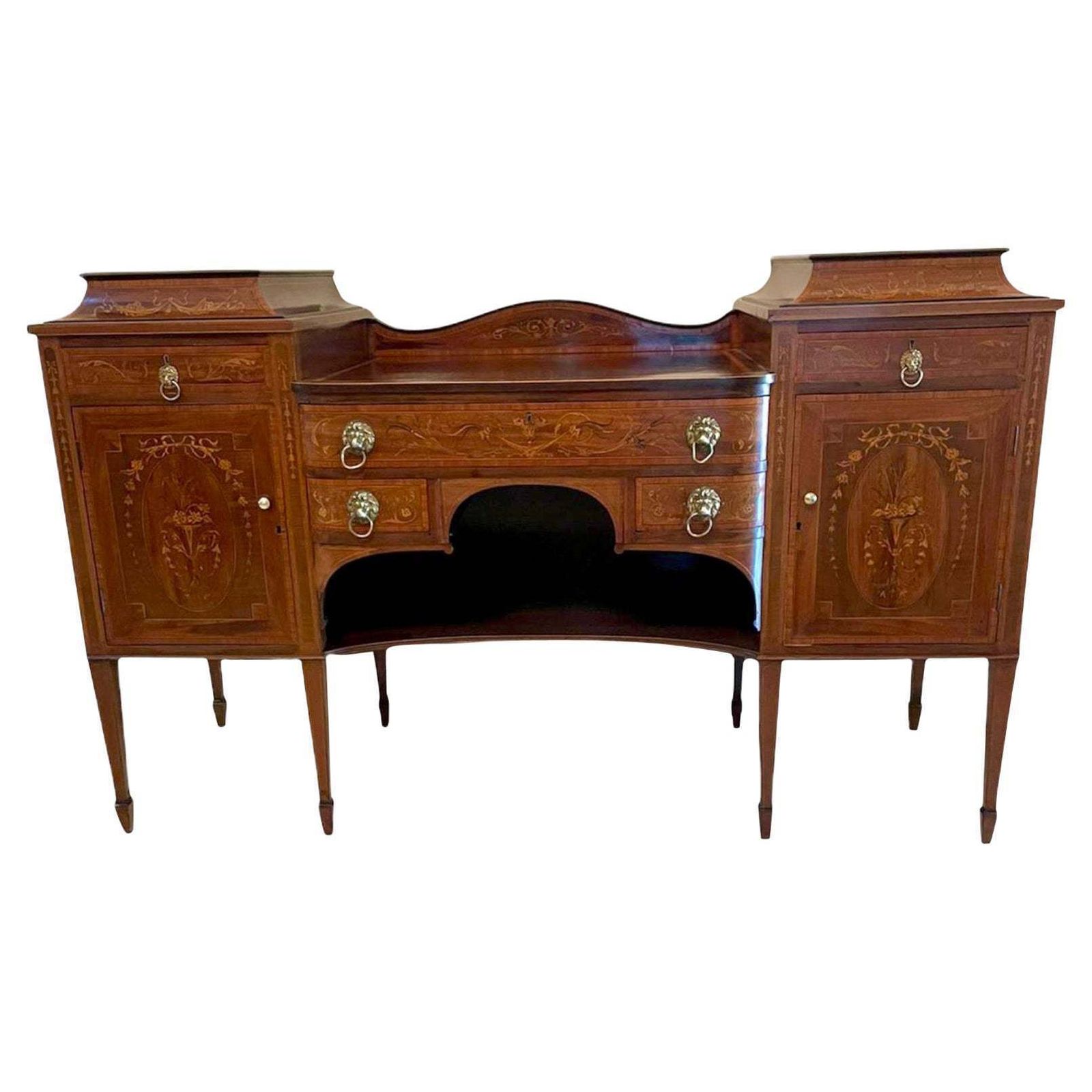 Quality 19th Century Mahogany Inlaid Marquetry Sideboard By Hewetsons, London photo furniture