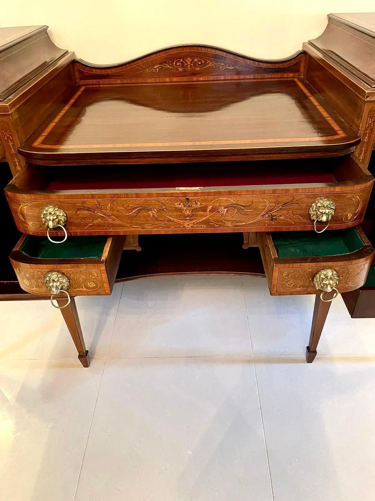 photo buy Quality 19th Century Mahogany Inlaid Marquetry Sideboard By Hewetsons, London