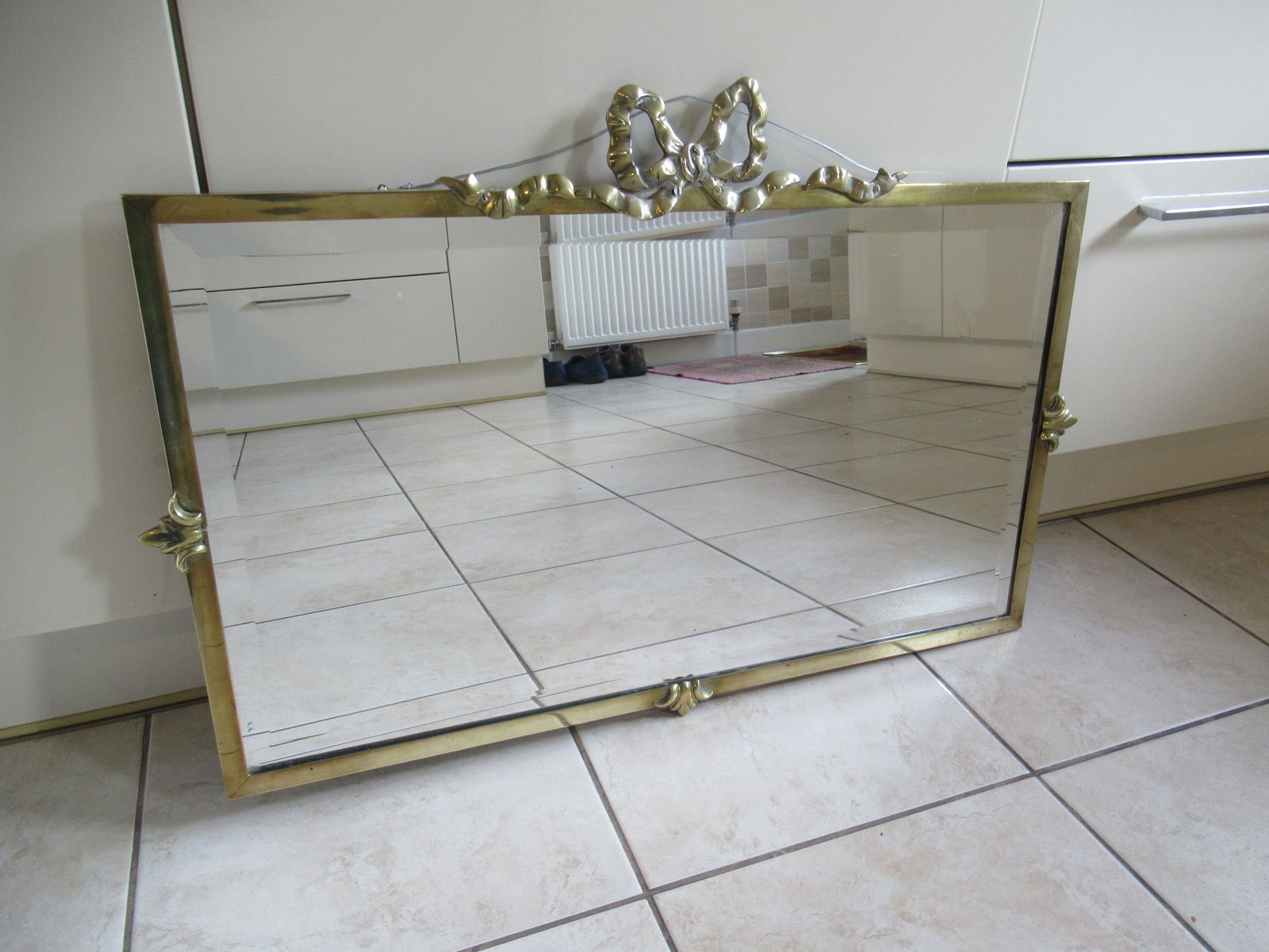 A  1920s    Brass Framed  Wall Mirror photo vinterior