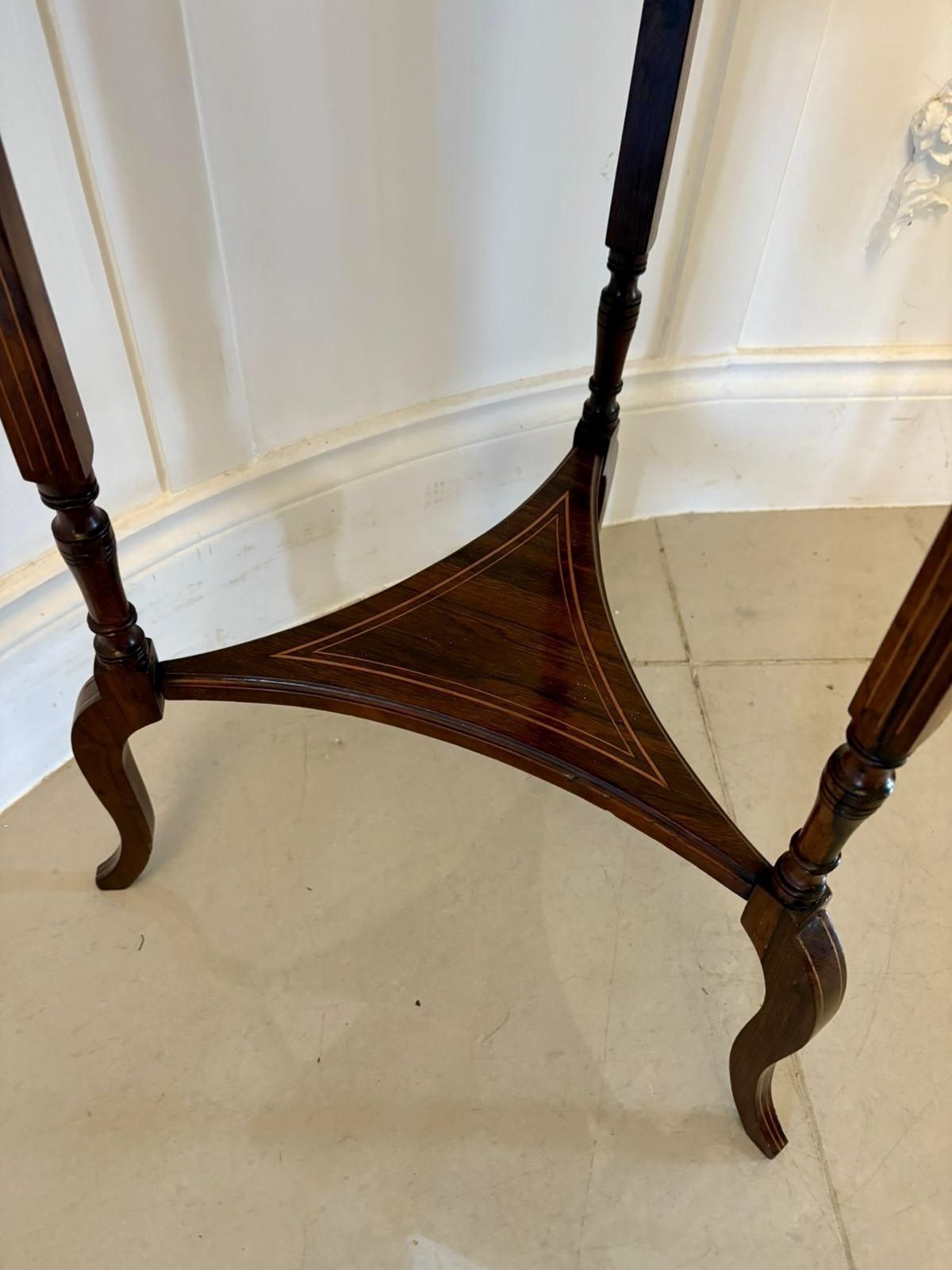 Furniture Antique Early 20th Century Rosewood Inlaid Drop Leaf  Side Table photo