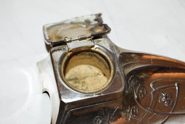 Royal Zinn Pen Tray And Inkwell   Stunning Art Nouveau Design Classic photo buy