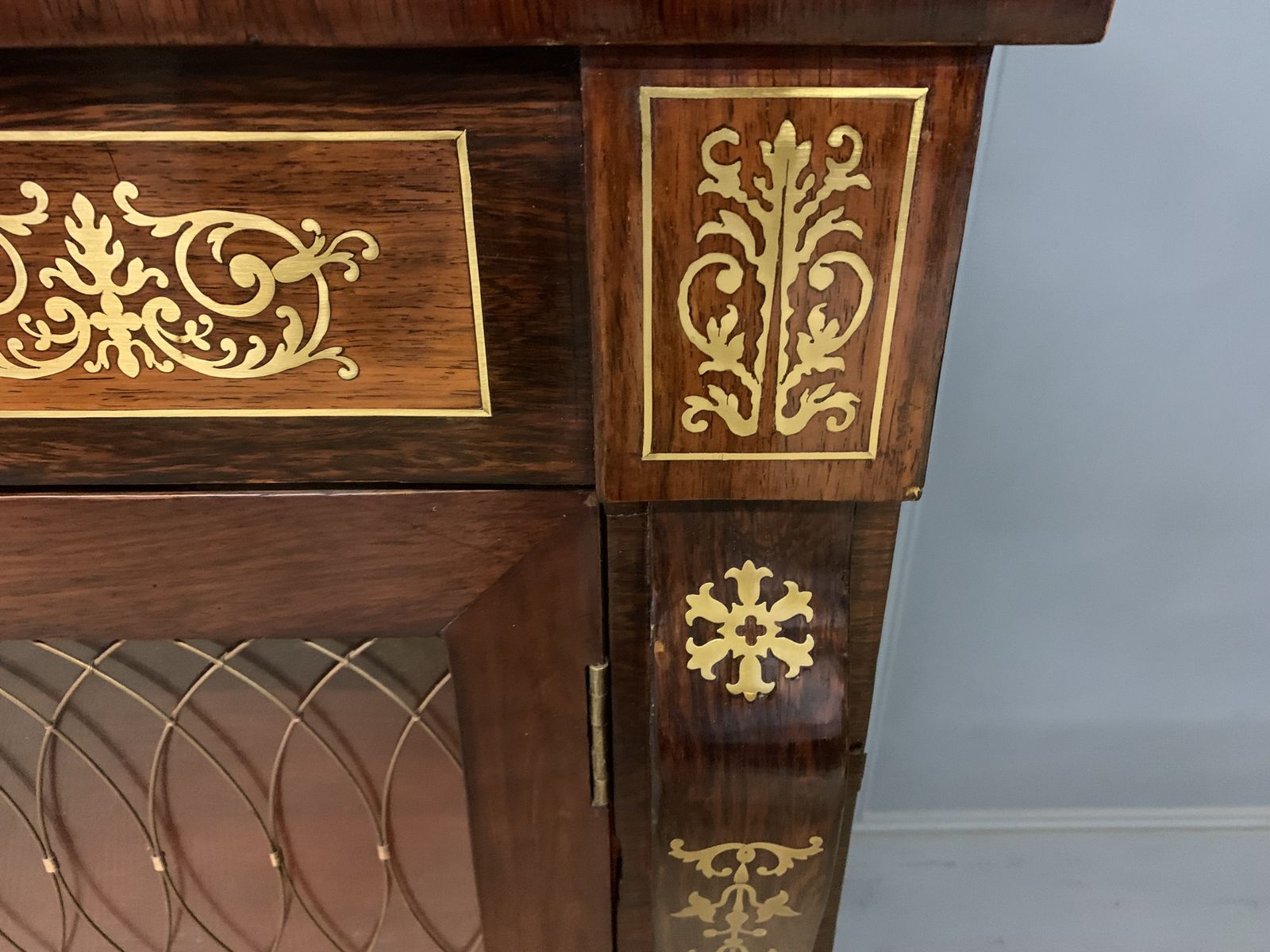 Furniture Brass Inlaid Regency Rosewood Chiffonier photo