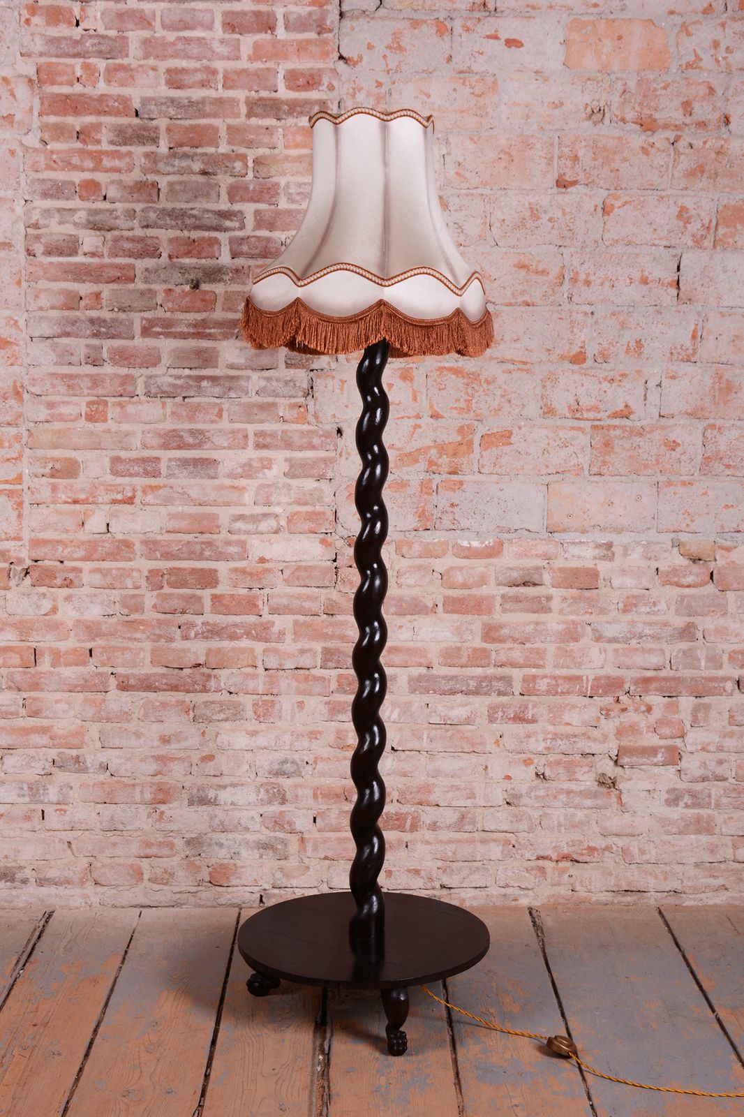 Restored Art Deco Floor Lamp, Oak, Polish, New Electrification, Czech, 1920s photo furniture