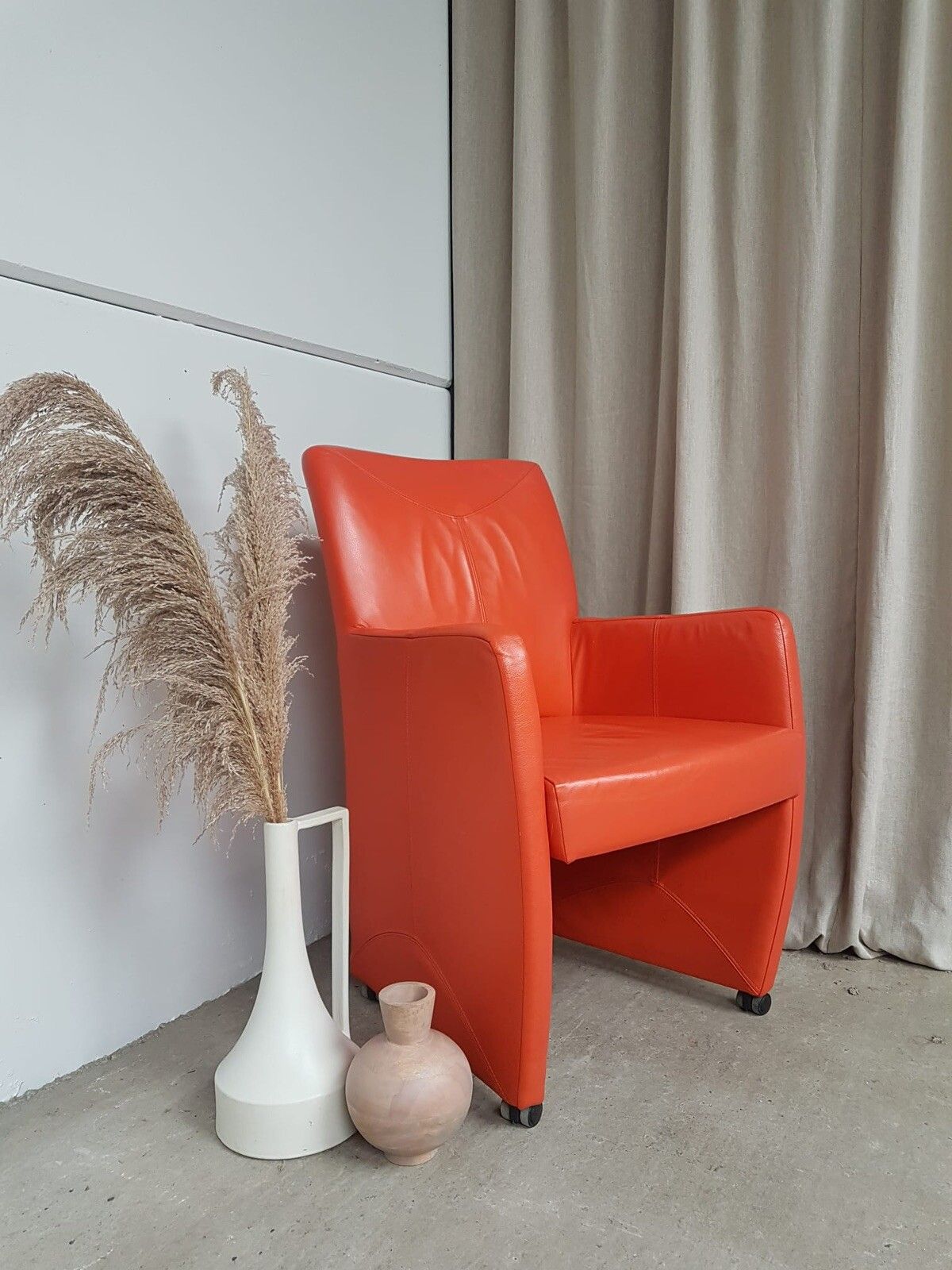 Vtg Late Mid Century Leather Armchair Side Chair By Leolux Modernist Retro R83 photo for sale