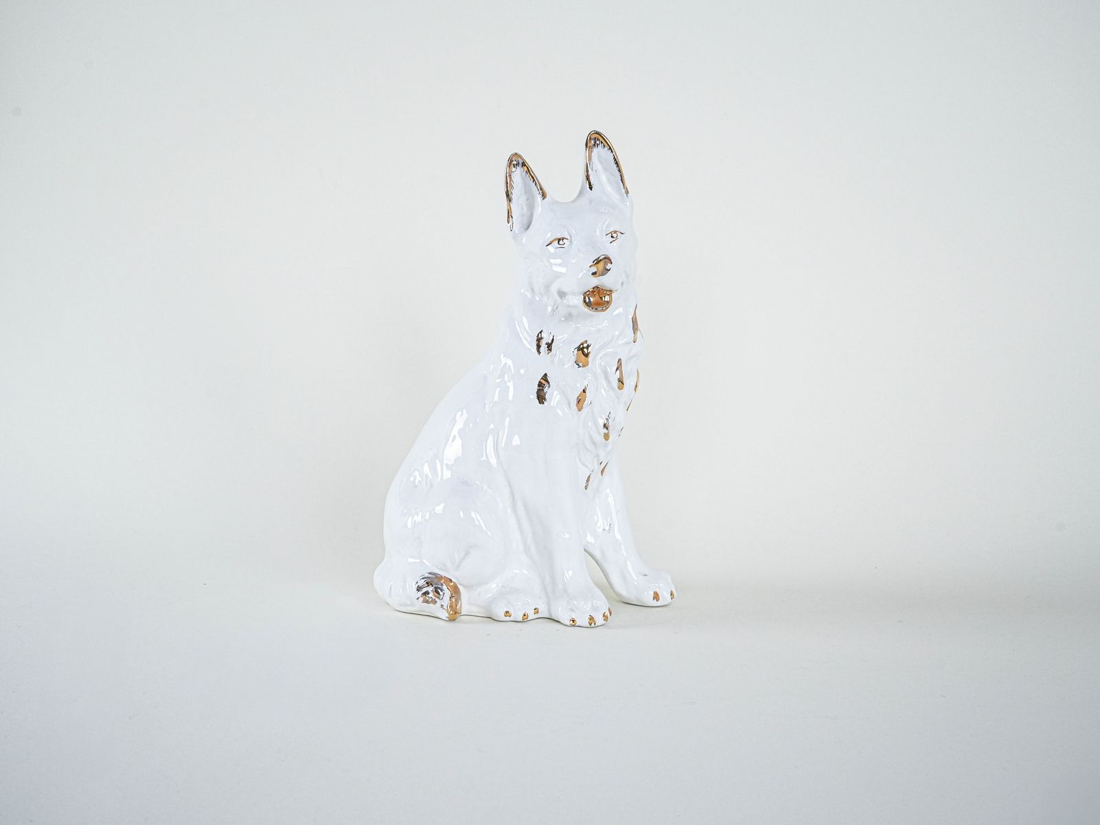 Porcelain Dog Figurine 1960s Made In Europe photo for sale