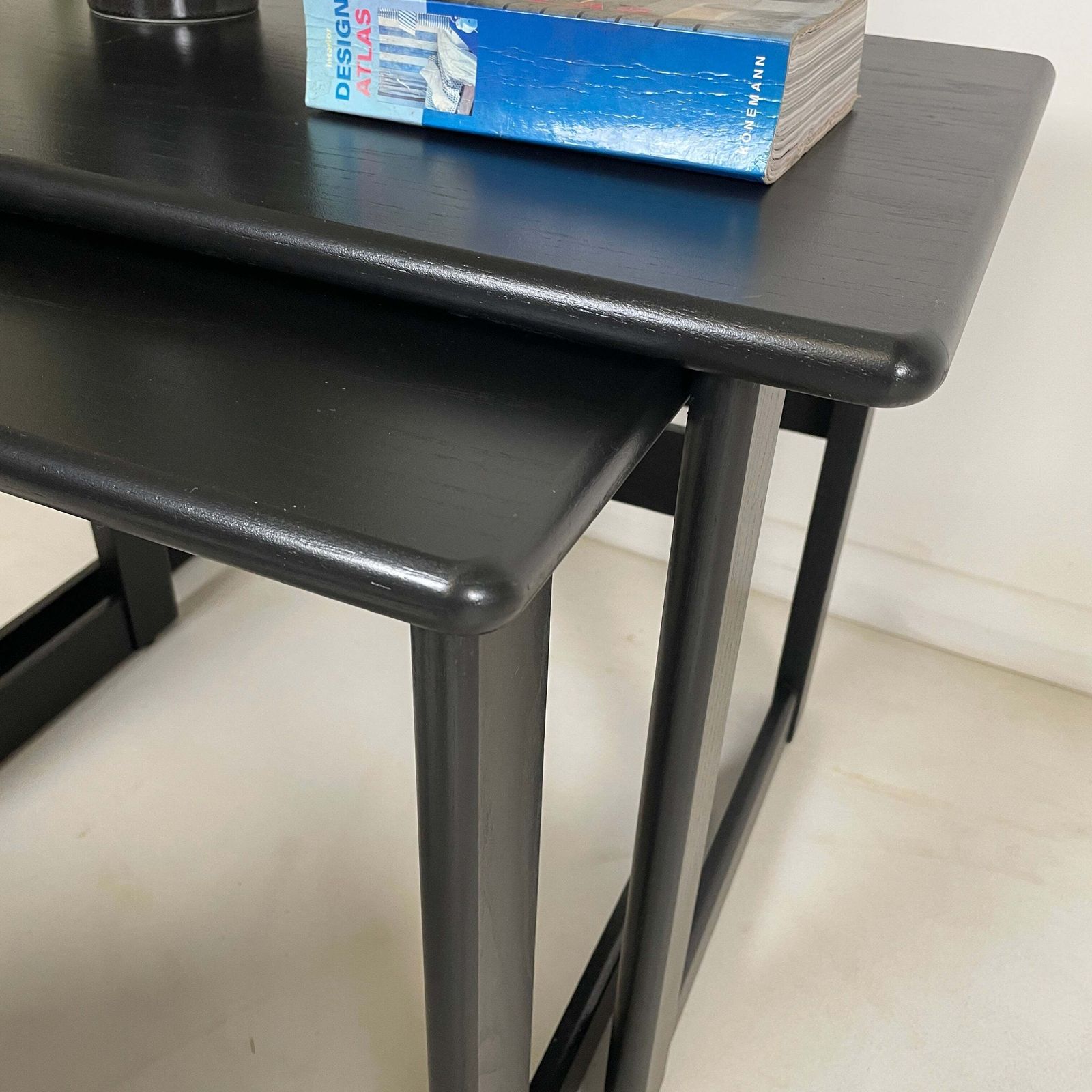 Gplan Black Ash Nest Of 3 Teak Tables photo 275.0