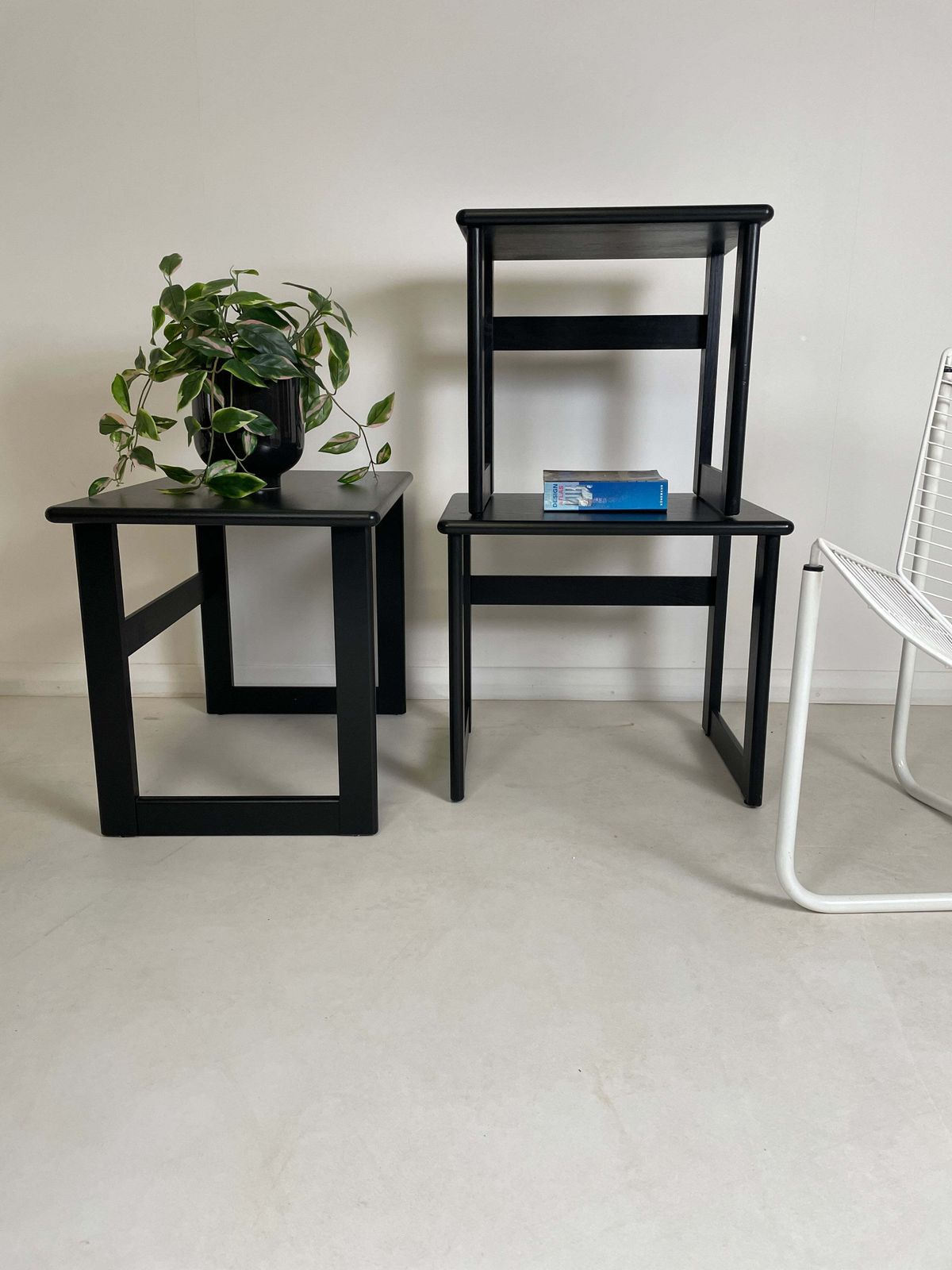 Gplan Black Ash Nest Of 3 Teak Tables photo vinterior