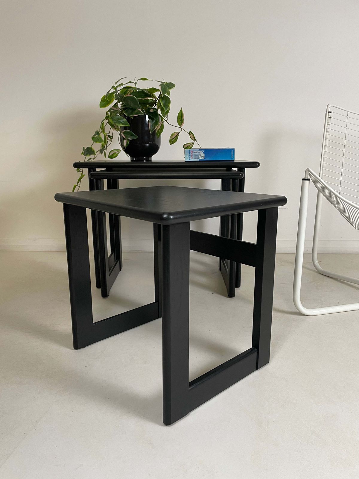photo furniture Gplan Black Ash Nest Of 3 Teak Tables