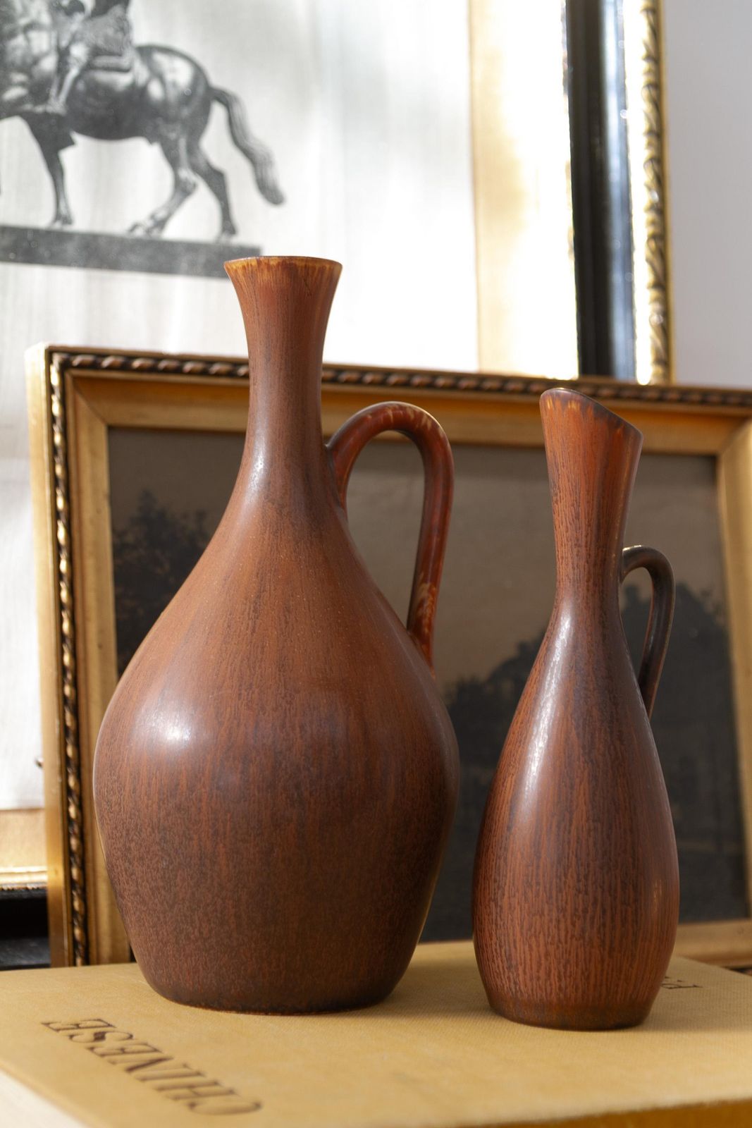 photo vintage 2 Stoneware Vases By Carl Harry Stålhane For Rörstrand Sweden, 1950s.