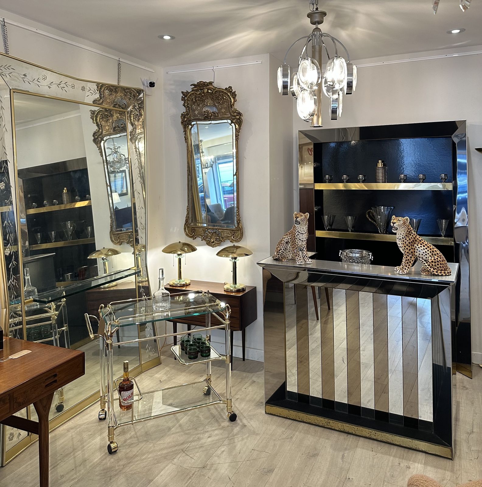 Vintage Italian Chrome And Brass Bar Cabinet photo for sale
