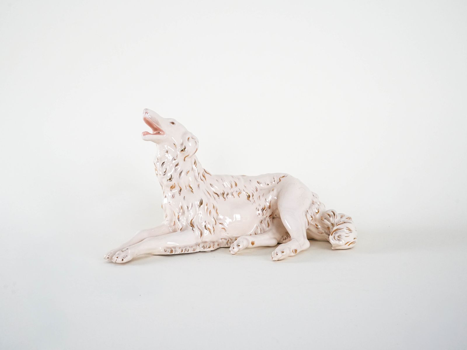 Porcelain Figurine Of A Borzoi Dog, 1960s, Made In Europe photo for sale