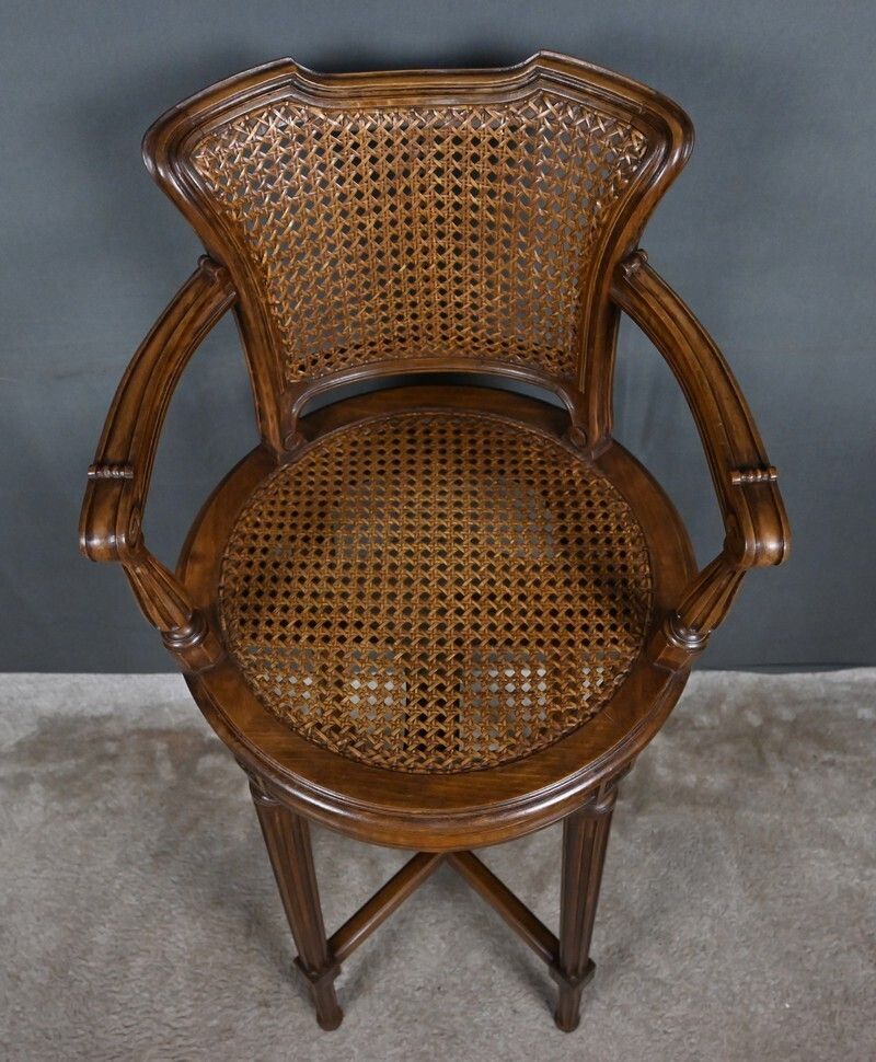 Swivel High Chair In Beechwood, Louis XVI Style – 1900 photo for sale