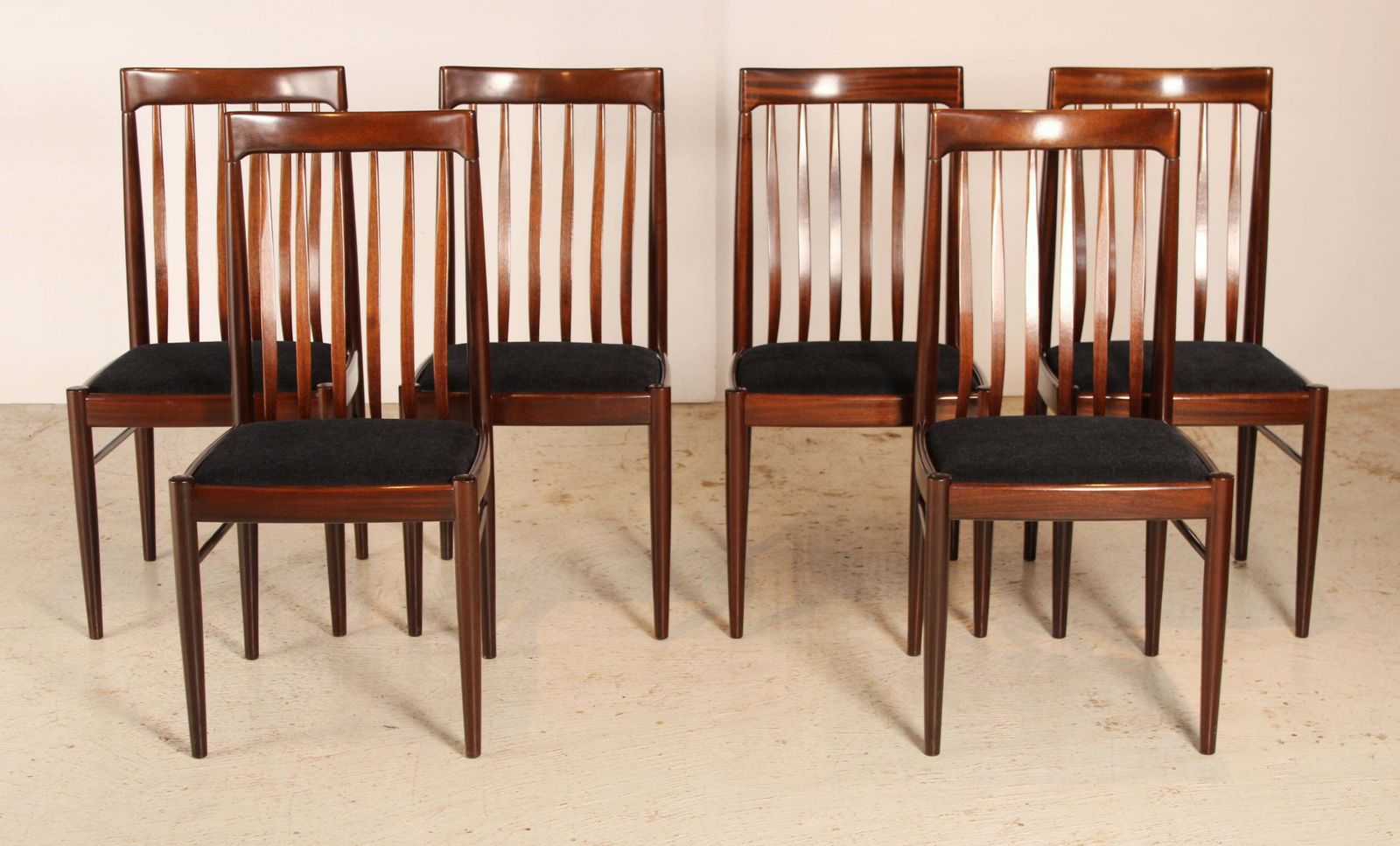 Set Of 6 Danish Mid Century Mahogany Dining Chairs By H.W. Klein For Bramin, Circa 1960s