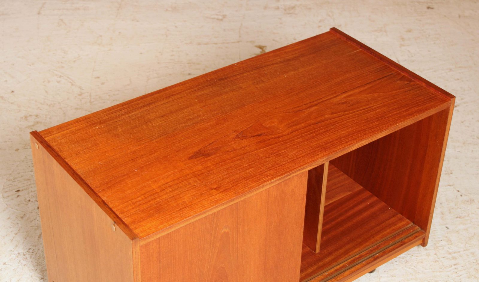 Mid Century Teak Media Unit / Vinyl Record Storage On Casters, Circa 1960s photo vintage