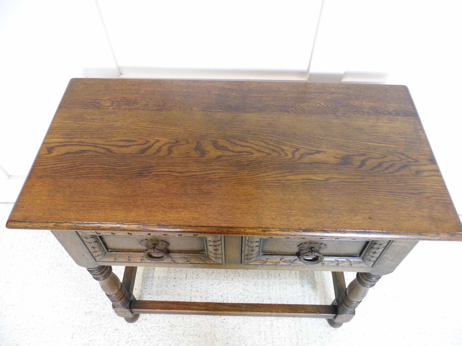 photo for sale Vintage Oak Carved Drawers Jacobean 19th Century Style Hall Table