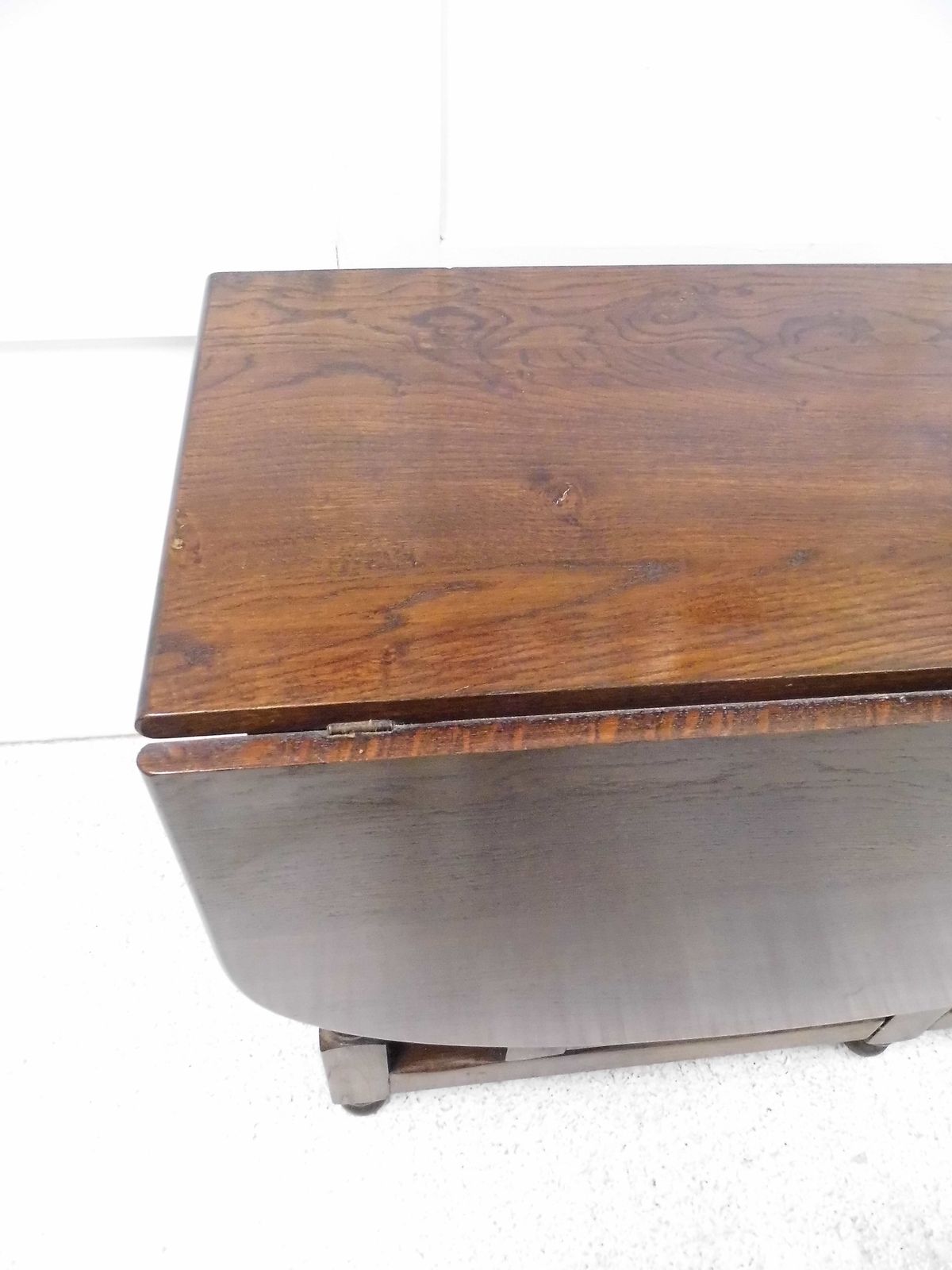 photo vinterior Antique Oak Extending Drop Leaf Dining Table Solid Plank Slab Top