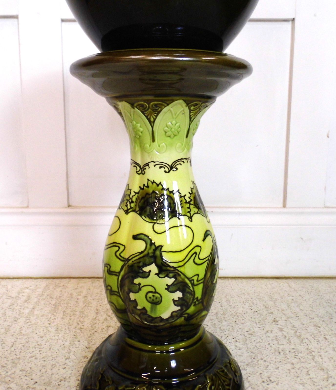 Antique Art Nouveau Bretby Jardiniere Stand And Vase Urn Decorative English 1900 photo buy