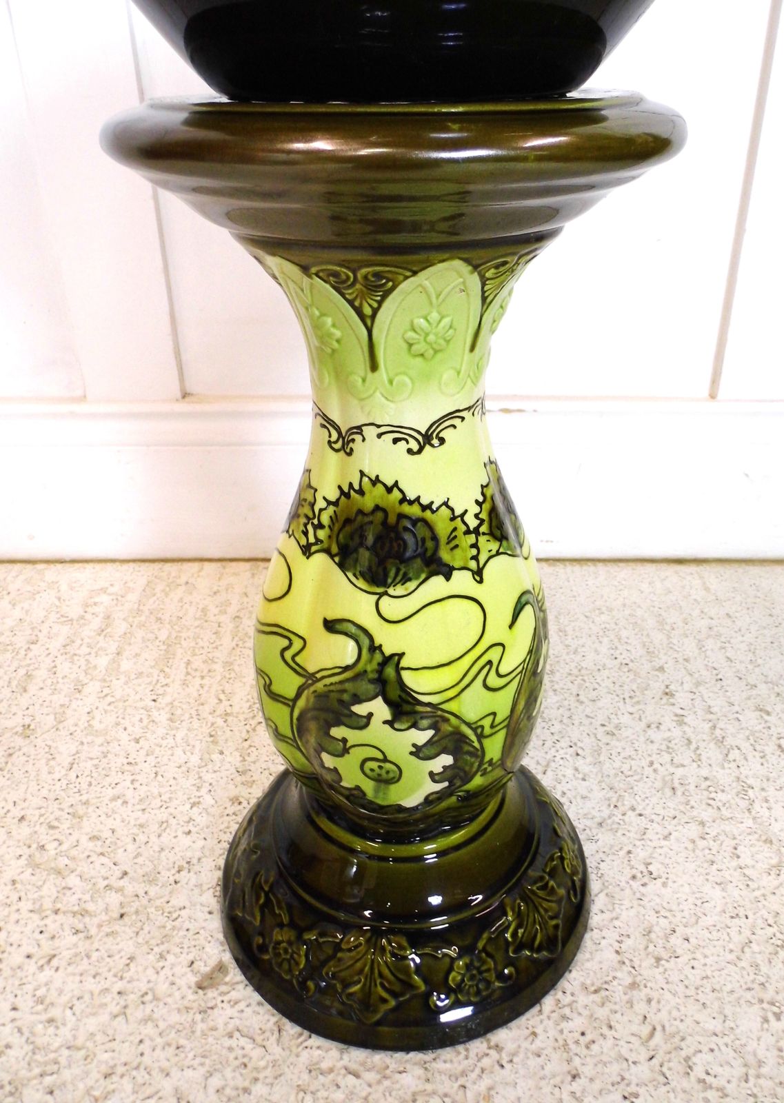 photo furniture Antique Art Nouveau Bretby Jardiniere Stand And Vase Urn Decorative English 1900