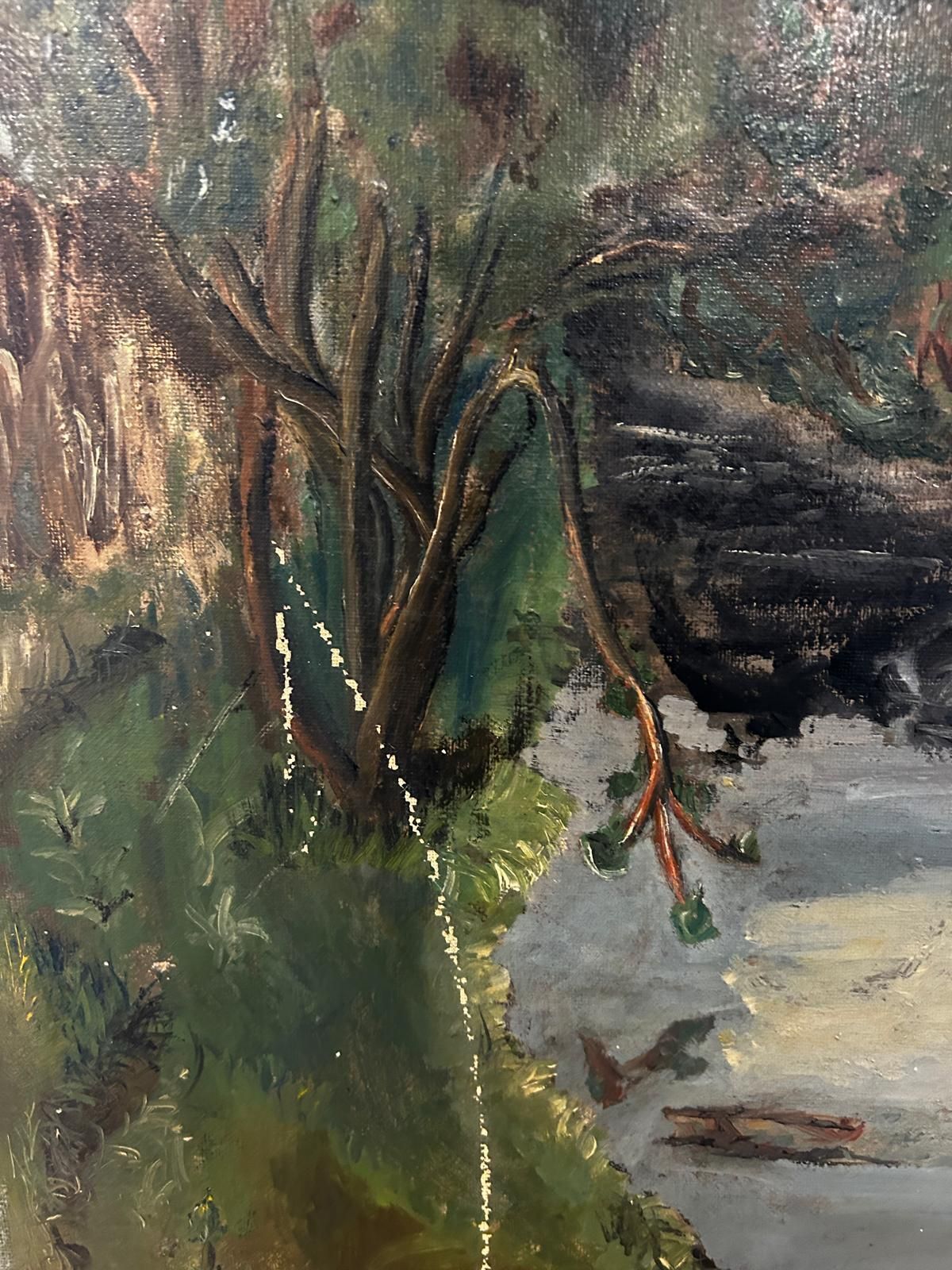 1920' Oil Painting Of A Lush River Scene photo Art