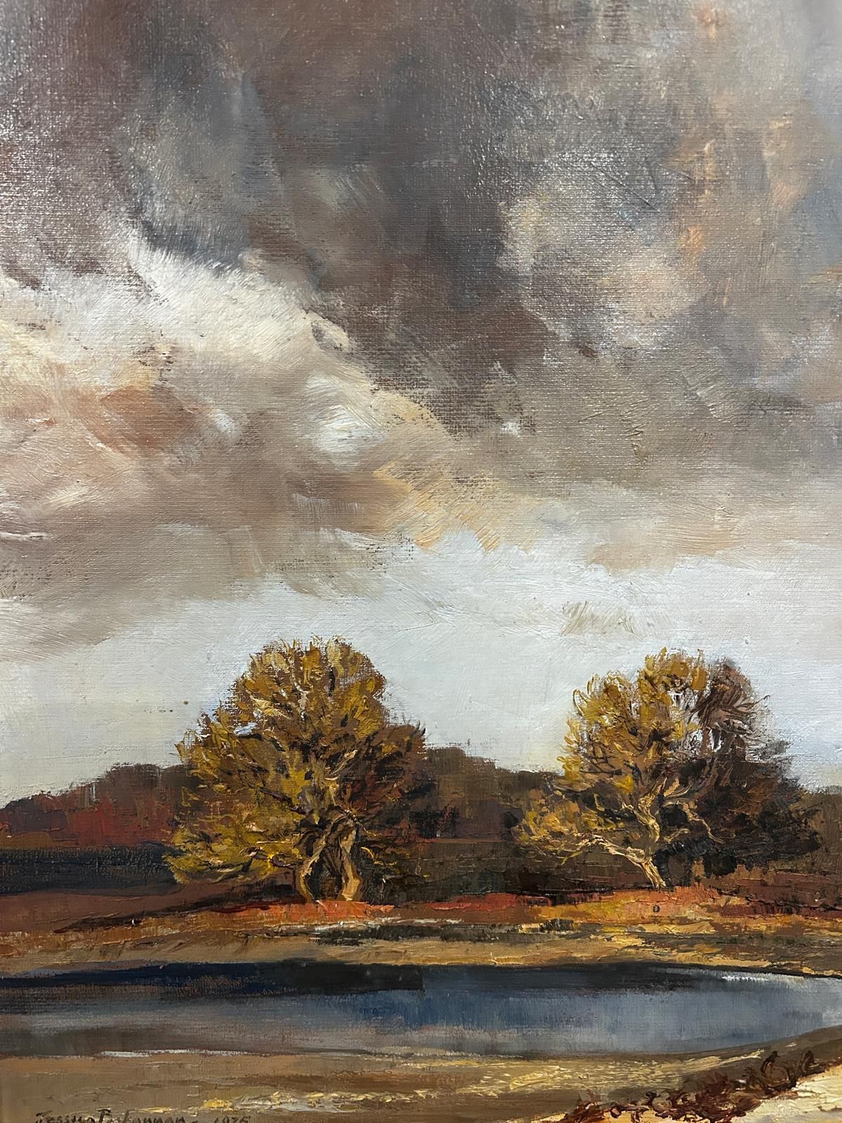 175.0 "Stomr Cloud" Mid Century Landscape Oil Painting By Jessica Bohannan Framed photo