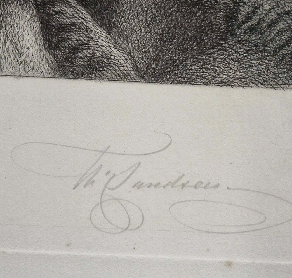 Sir Edwin Landseer Pra. Wild Cattle At Chillingham 1869 Etching Signed By Thomas Landseer photo vintage
