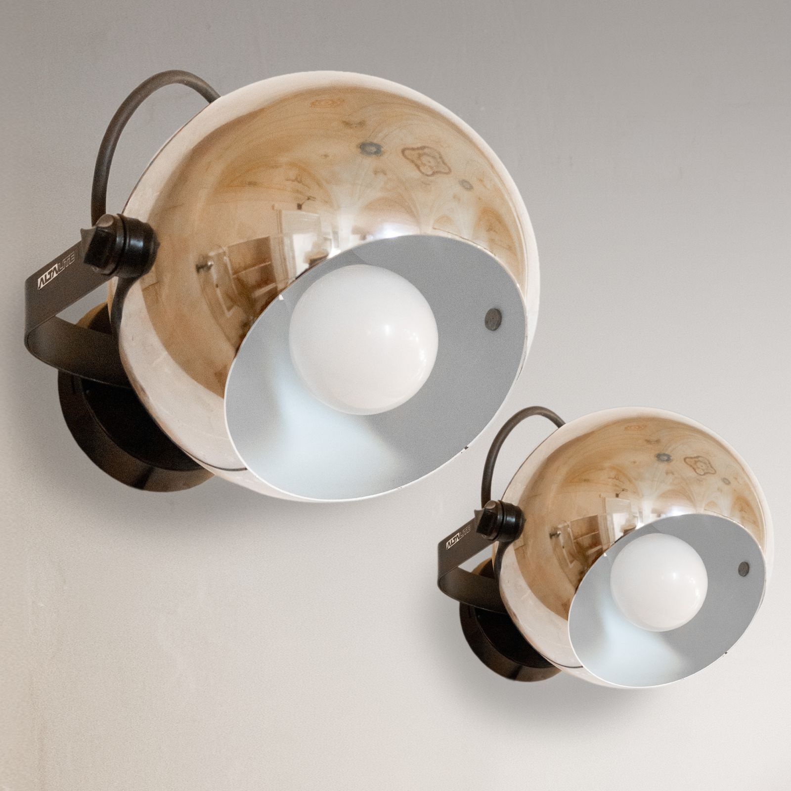 Pair Of Targetti Sankey "Alta Lite" Chromed Wall Sconces   Space Age Spotlights