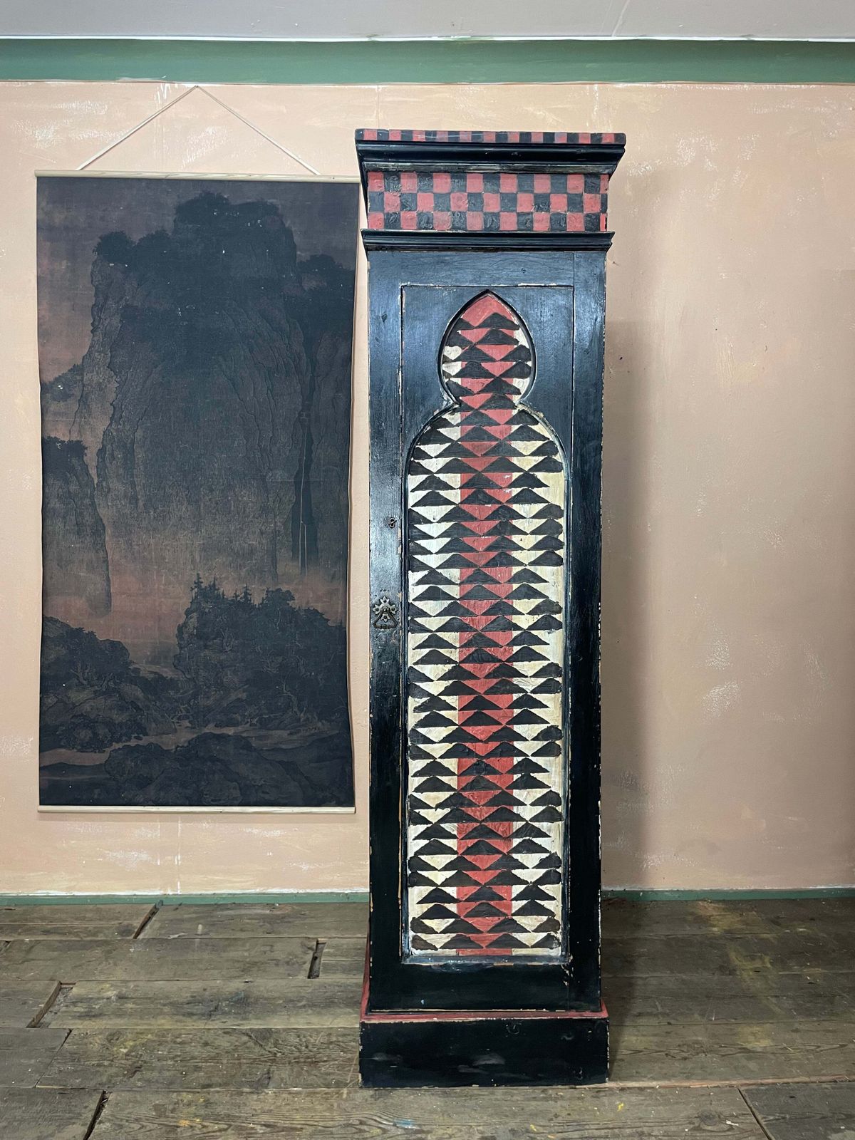 Vintage Painted Pine Folk Art Cupboard photo furniture