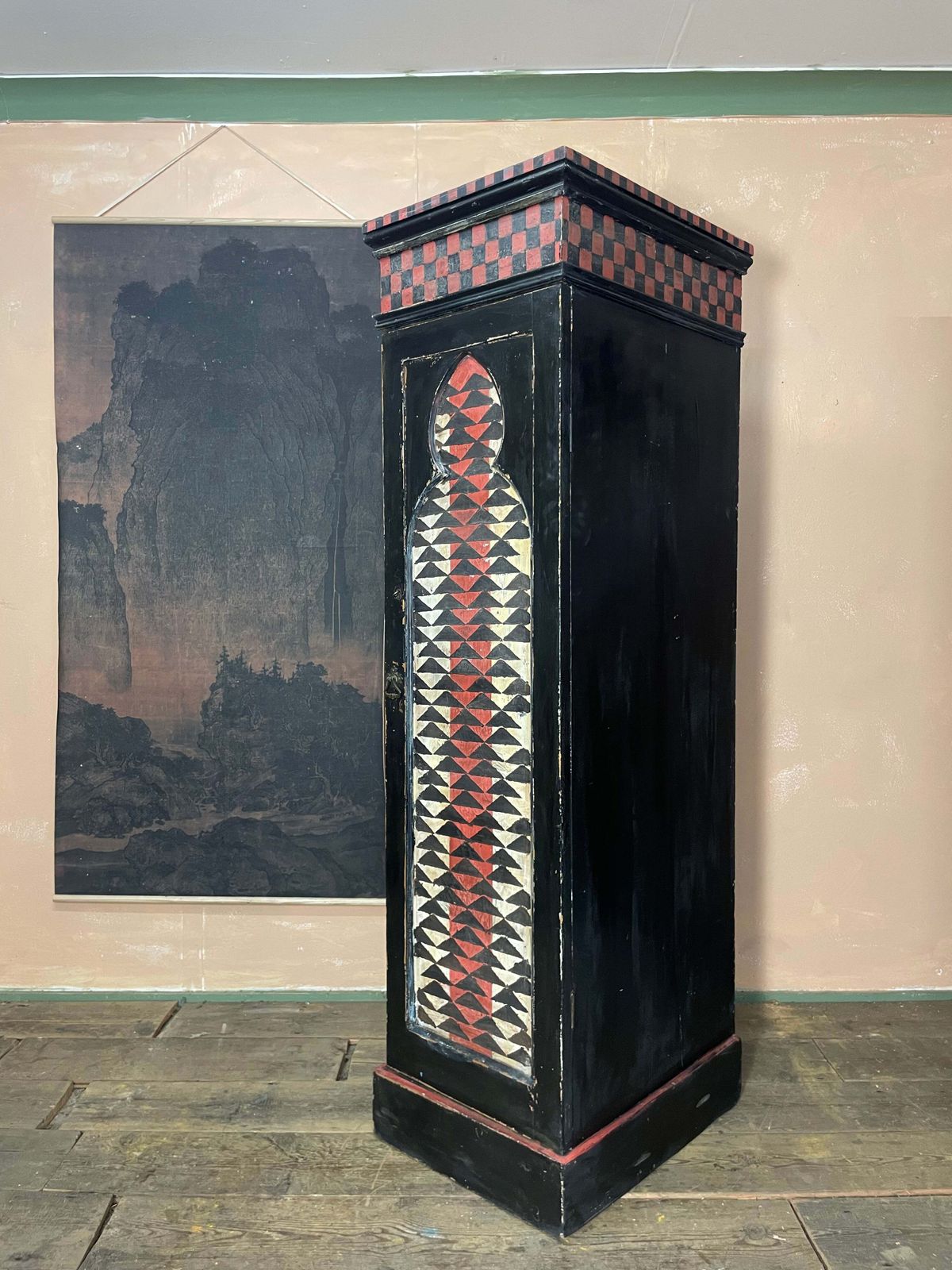 Vintage Painted Pine Folk Art Cupboard photo vinterior