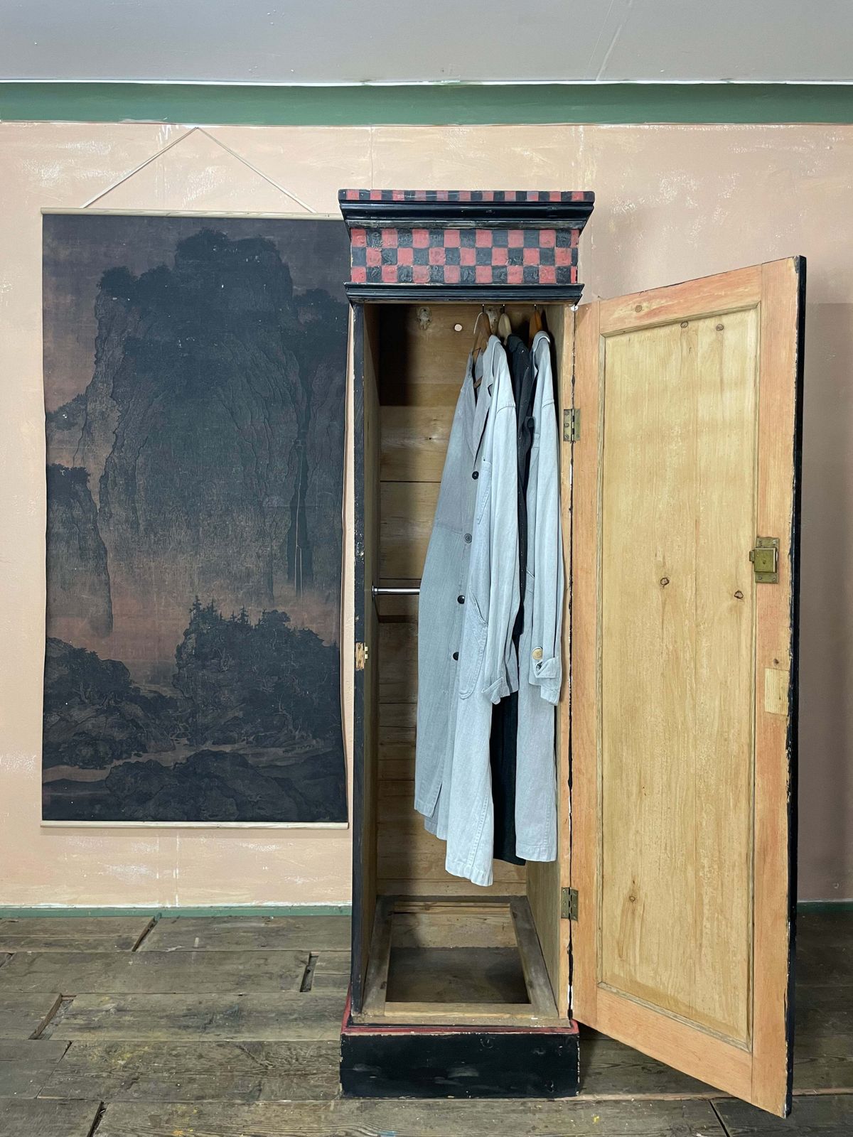 Vintage Painted Pine Folk Art Cupboard photo vintage