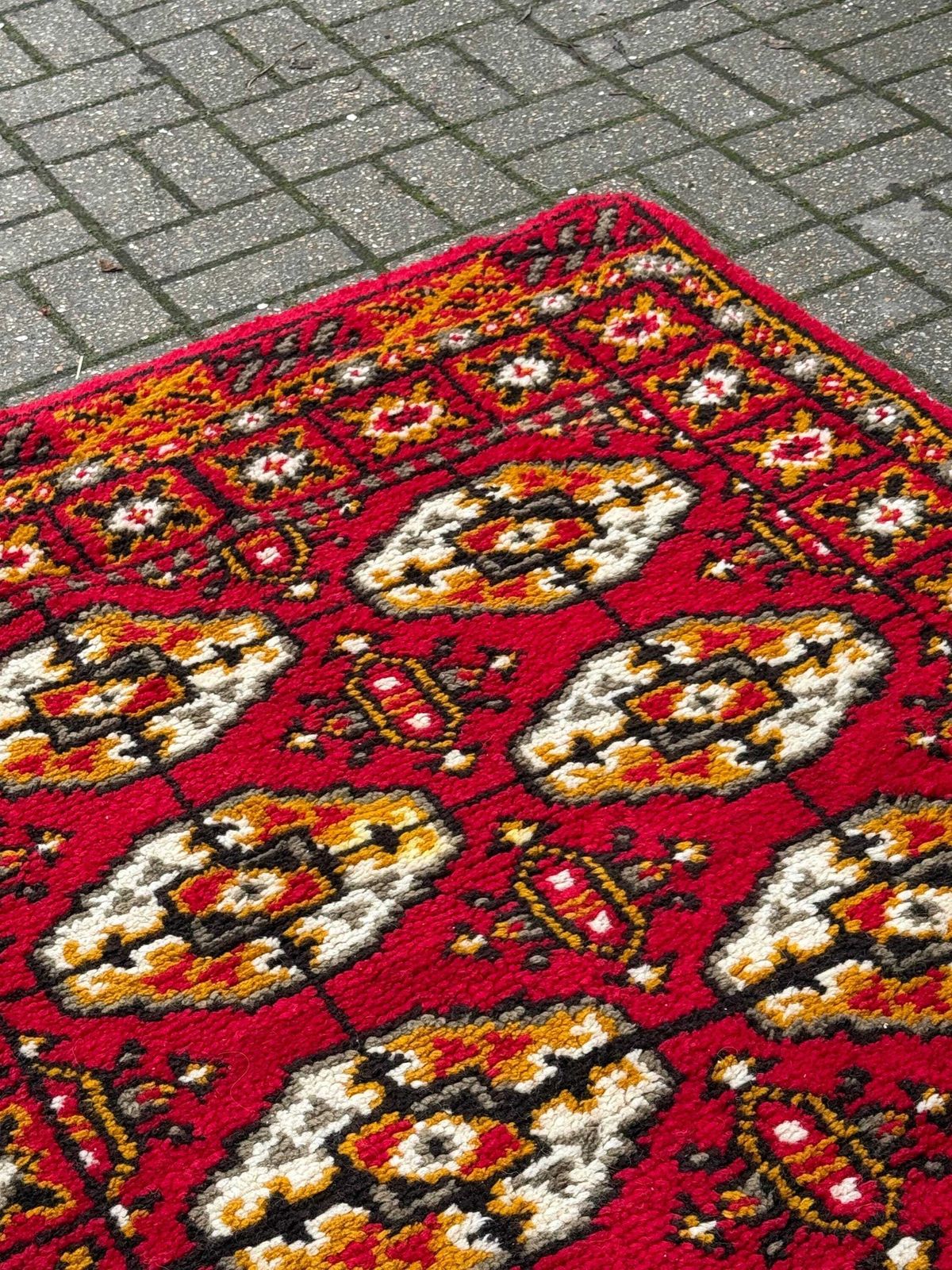 photo furniture Vintage Red Geometric Tribal Rug Mid Century Wool Carpet Bohemian Accent Floor Rug