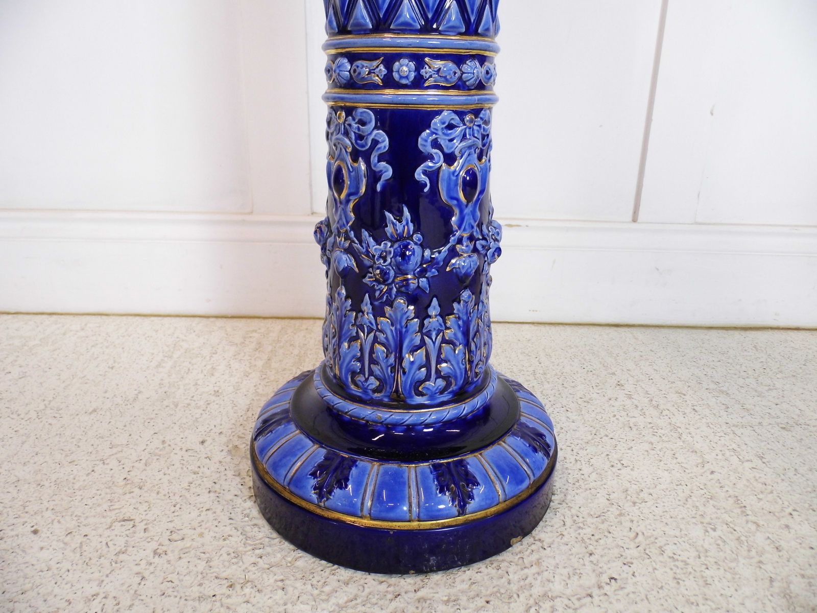 Antique 19th Century Swedish Rorstand Majolica Jardiniere Ceramic Ern Stand Blue photo Home Decor