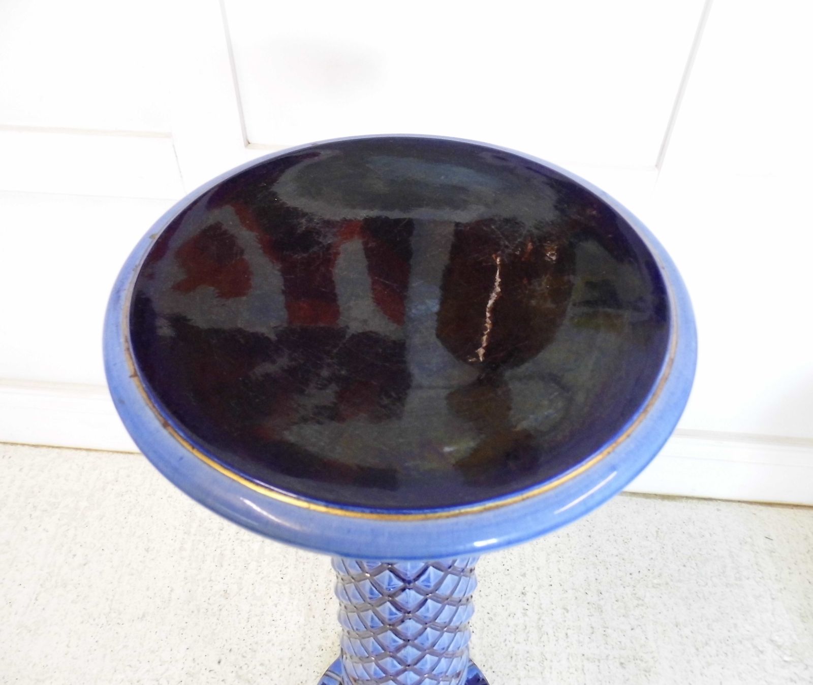 photo furniture Antique 19th Century Swedish Rorstand Majolica Jardiniere Ceramic Ern Stand Blue