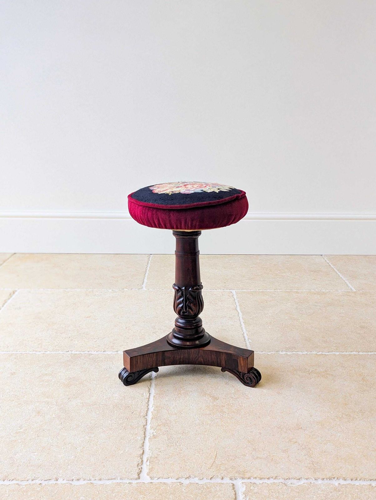 Antique William IV Rosewood Adjustable Piano Stool C.1830 photo vinterior