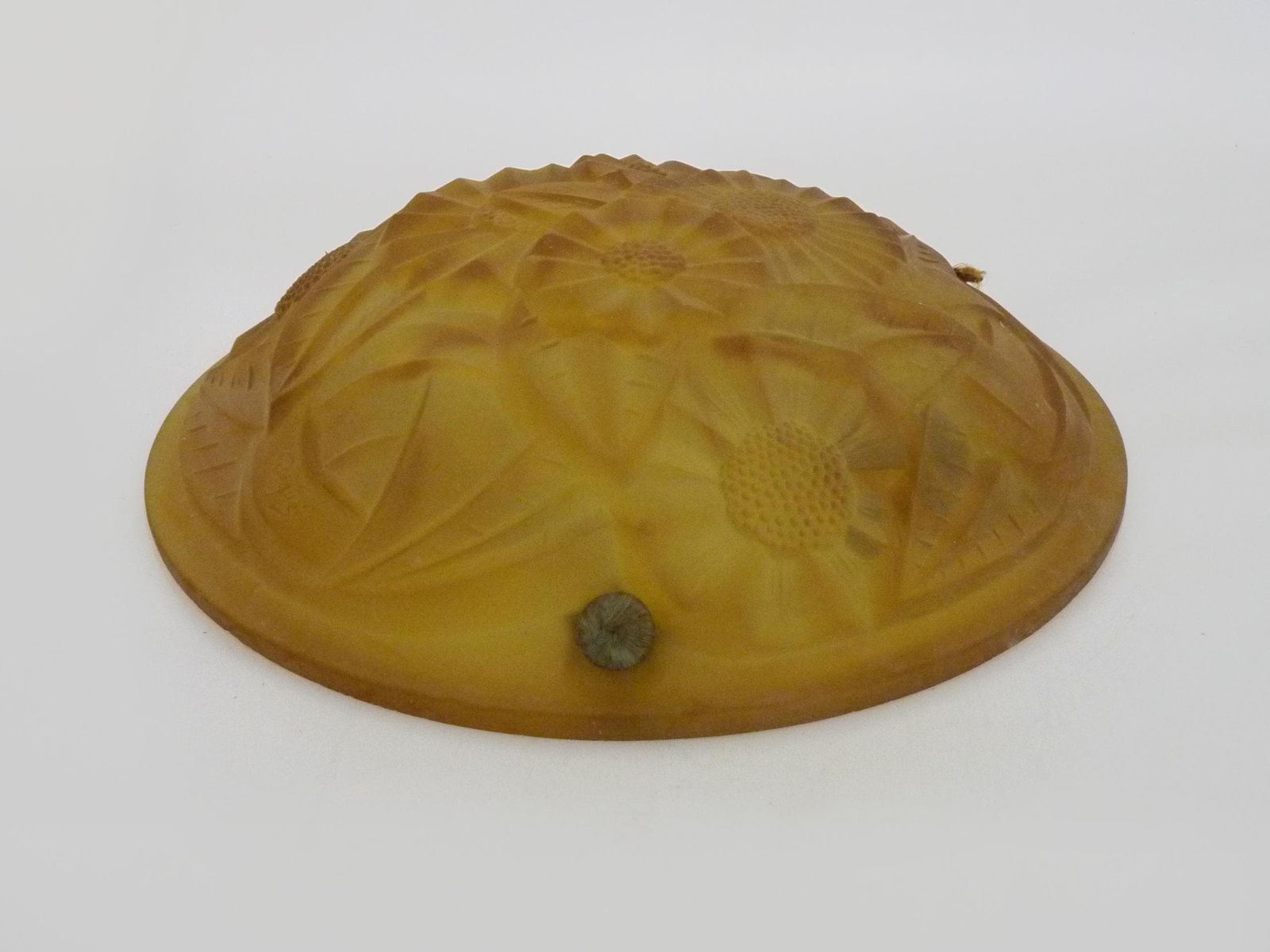 Antique Degue Chandelier, Art Deco Single Light Glass Molded Bowl Pendant. Signed Degué France photo 314.0