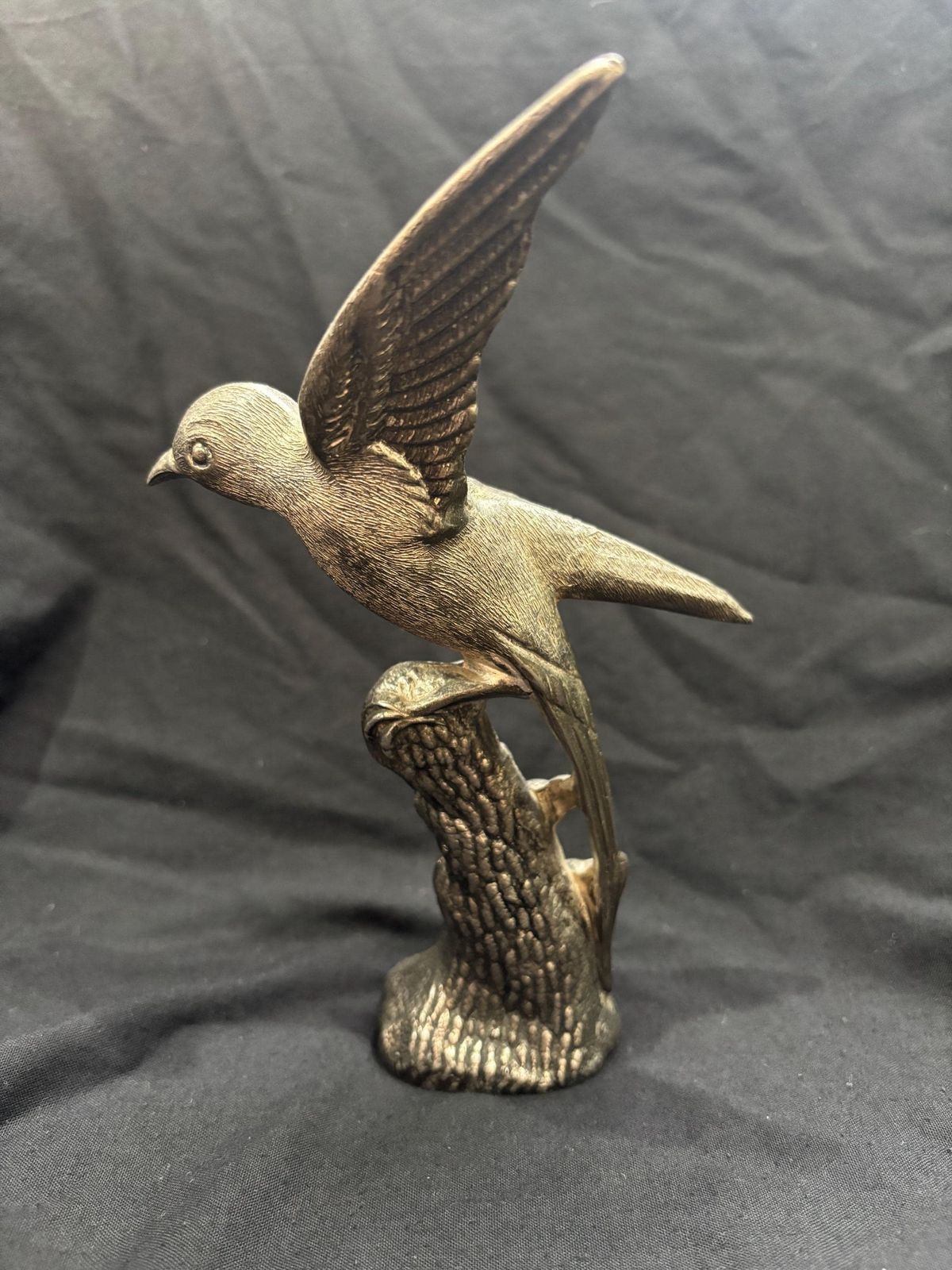 Antique Art Nouveau Cast White Metal Statue Of Swallow C 1900 photo furniture