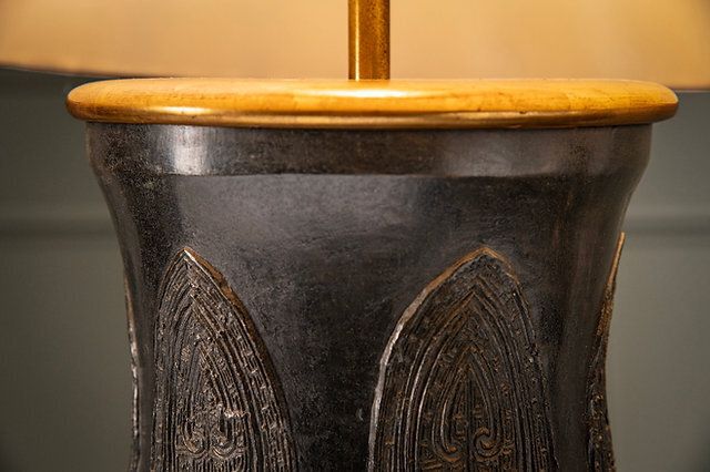 895.0 Pair Of Large Cast Brass Chinoiserie Revival Table Lamps photo