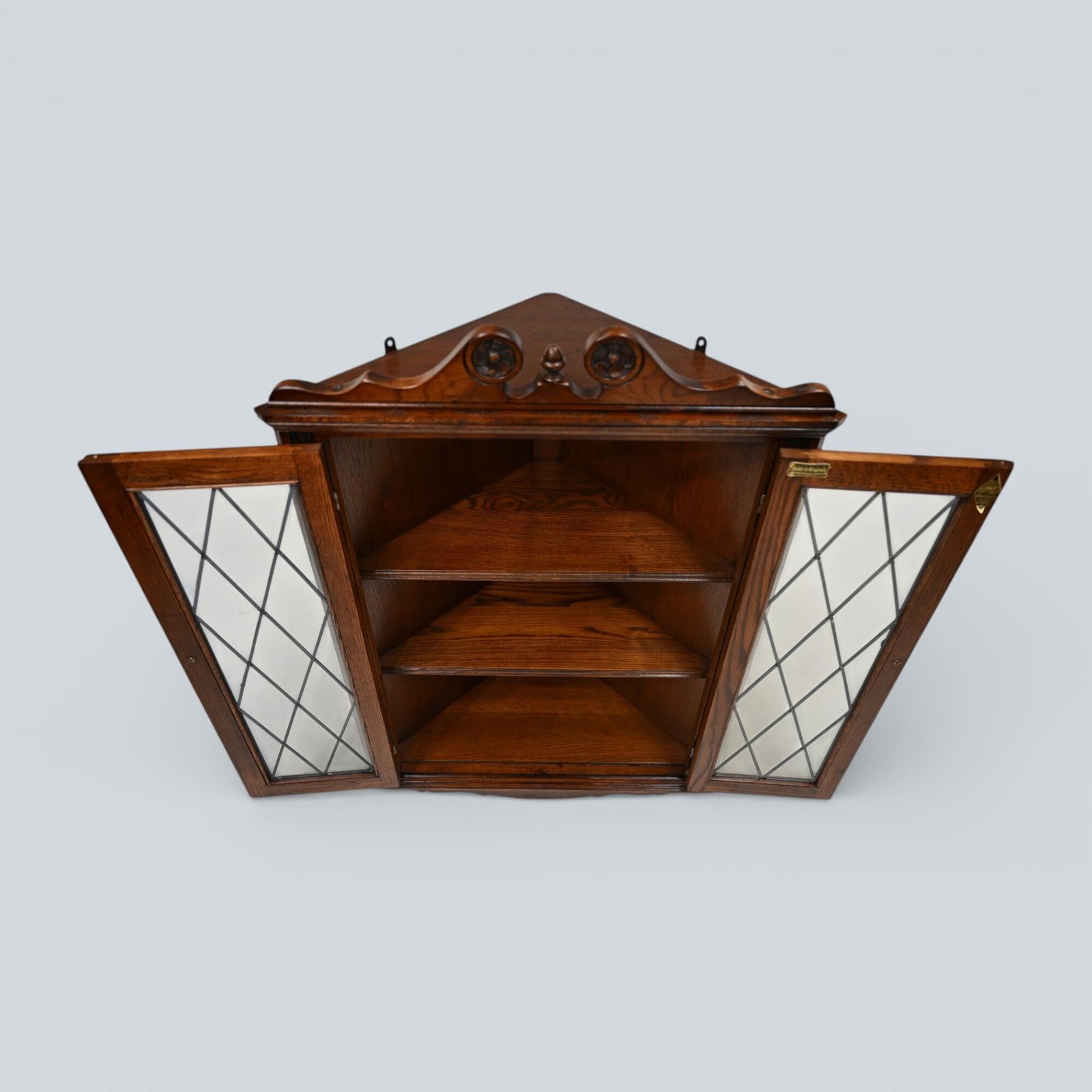 photo for sale Old Charm Hanging Corner Display Cabinet Leaded Glass Tudor Brown *Free Delivery