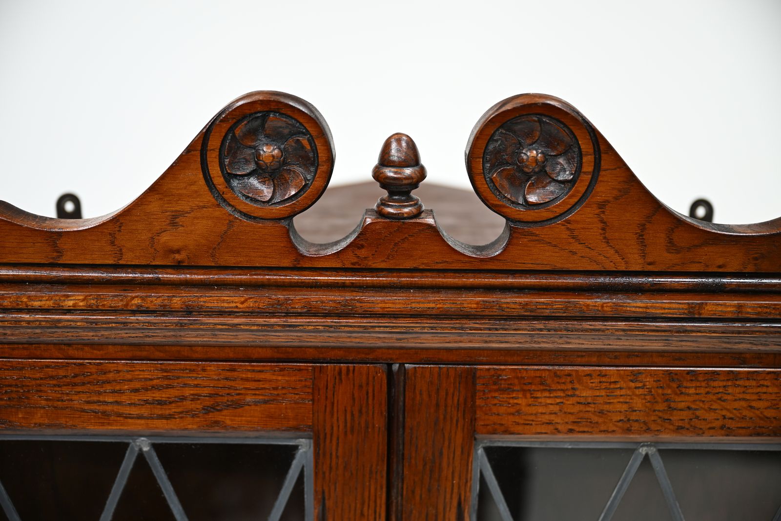 photo buy Old Charm Hanging Corner Display Cabinet Leaded Glass Tudor Brown *Free Delivery