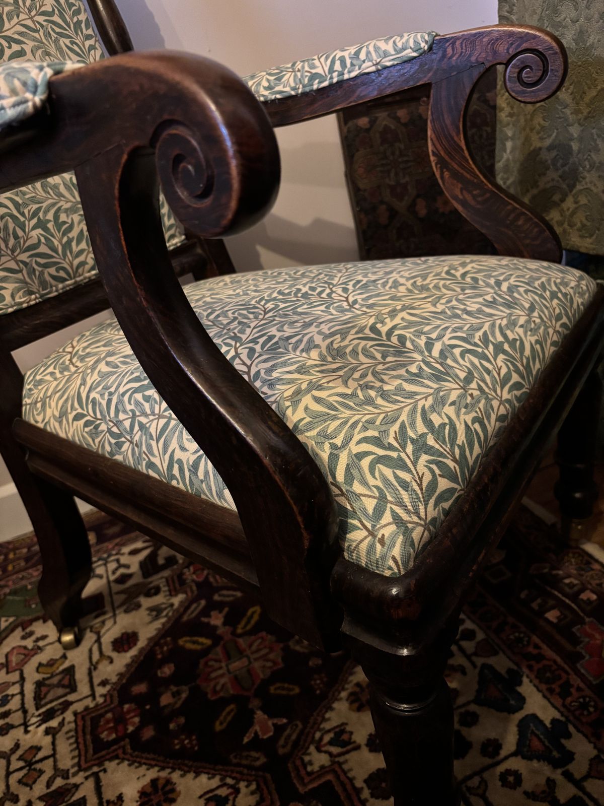 photo furniture William Morris Willow Bough Antique Arts & Crafts Bamboo Beech Faux Rosewood High Back Arm Chair